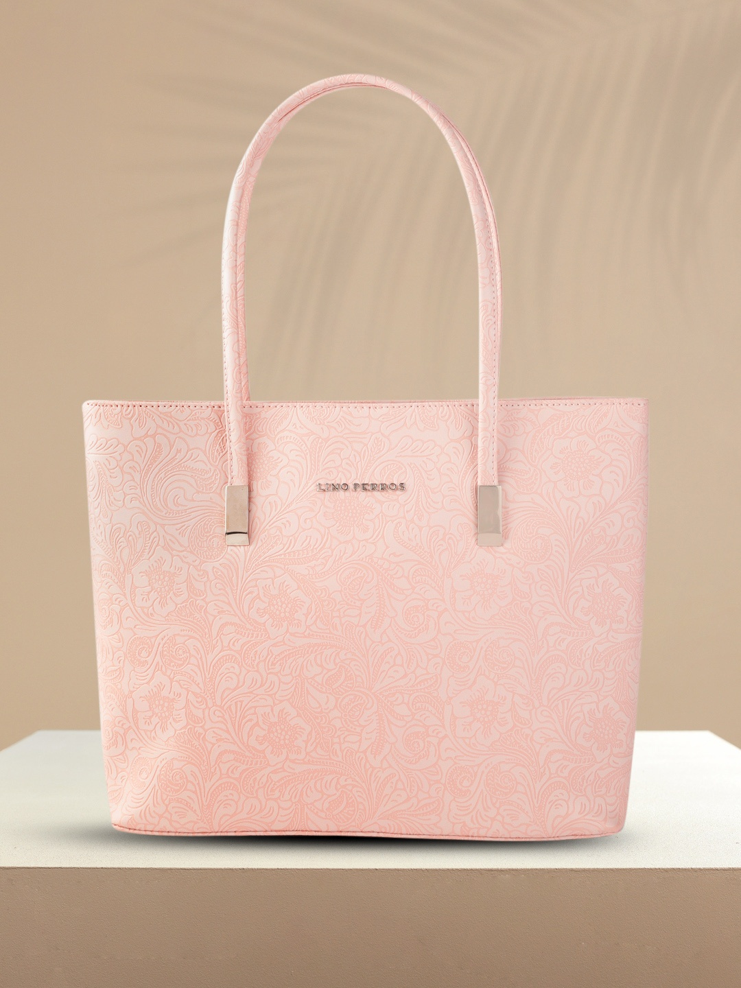 

Lino Perros Peach-Coloured Ethnic Motifs Textured Laptop Bag