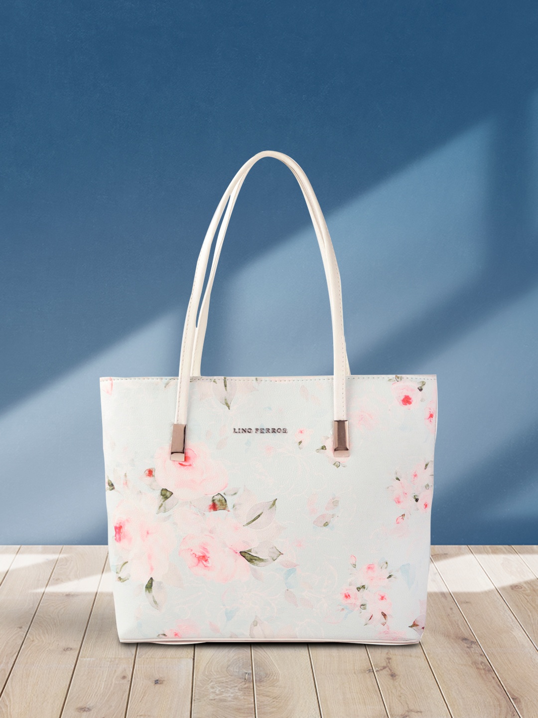 

Lino Perros Women Blue & Pink Floral Print Structured Laptop Bag