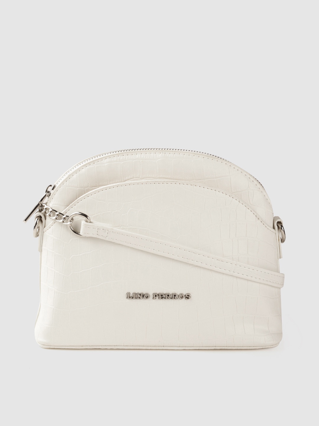 

Lino Perros White Textured PU Structured Sling Bag