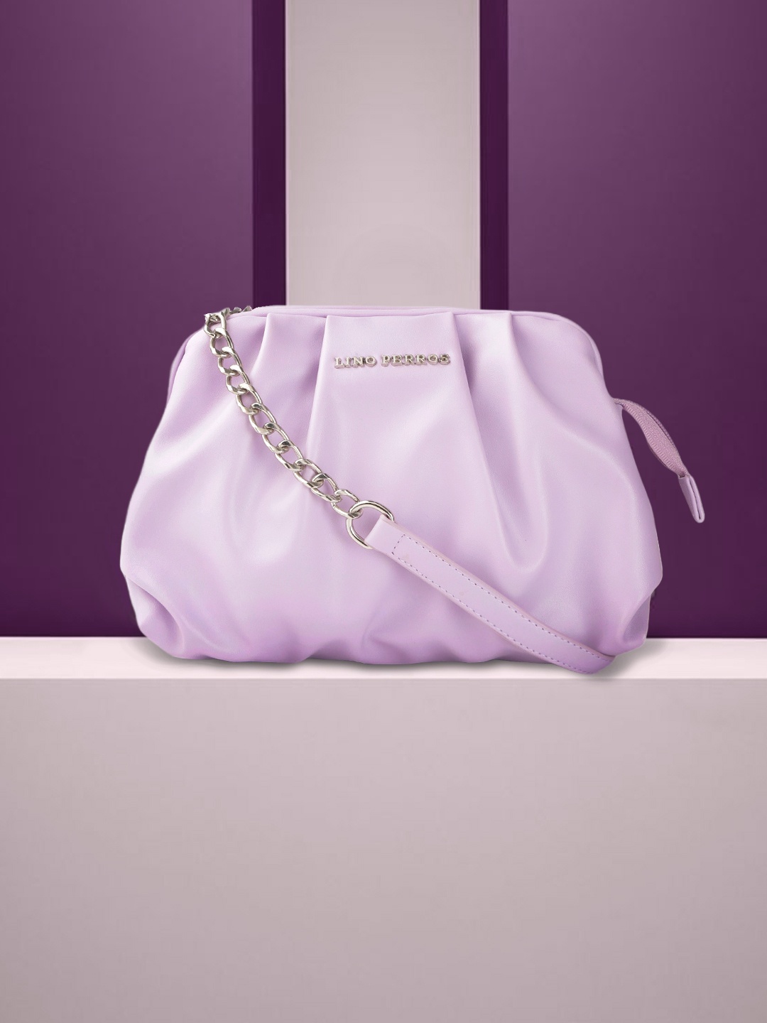 

Lino Perros Lavender Solid Ruched Structured Shoulder Bag