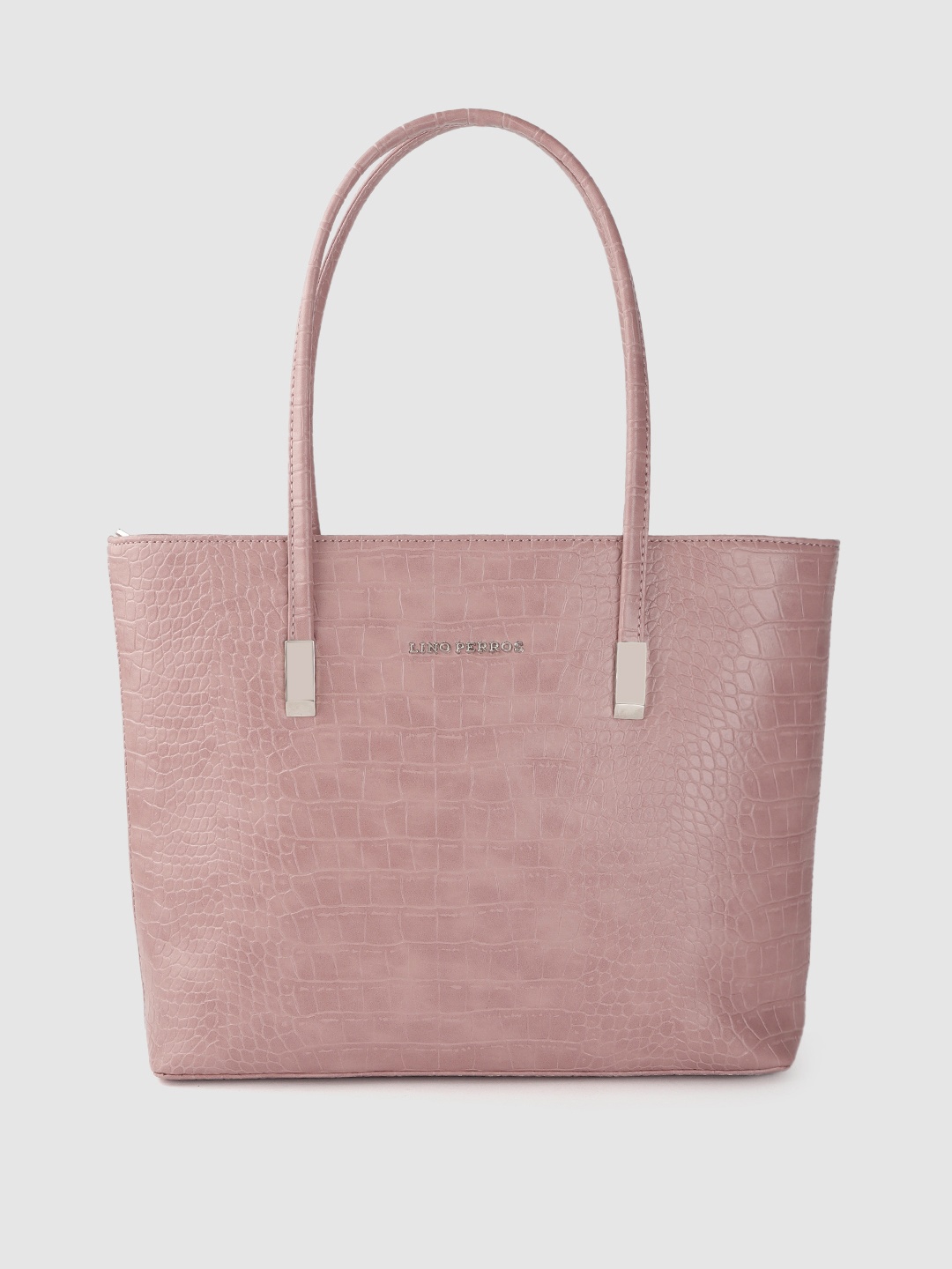 

Lino Perros Peach-Coloured Croc Textured Laptop Bag