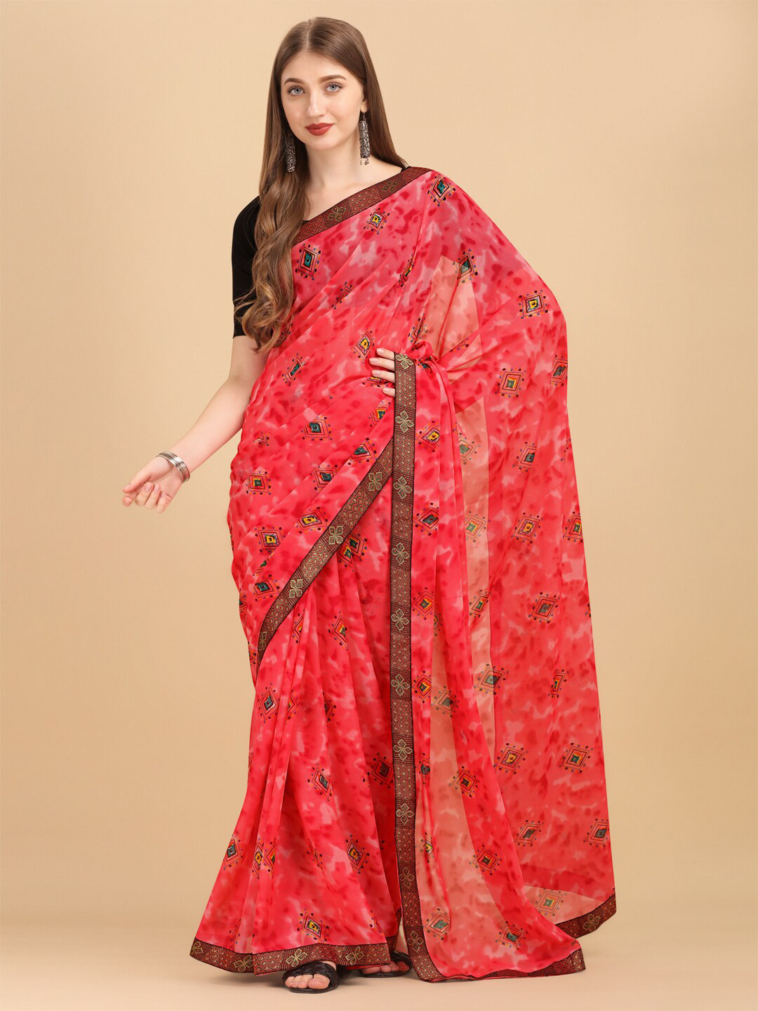 

Sangria Pink & Blue women Pure Georgette Saree