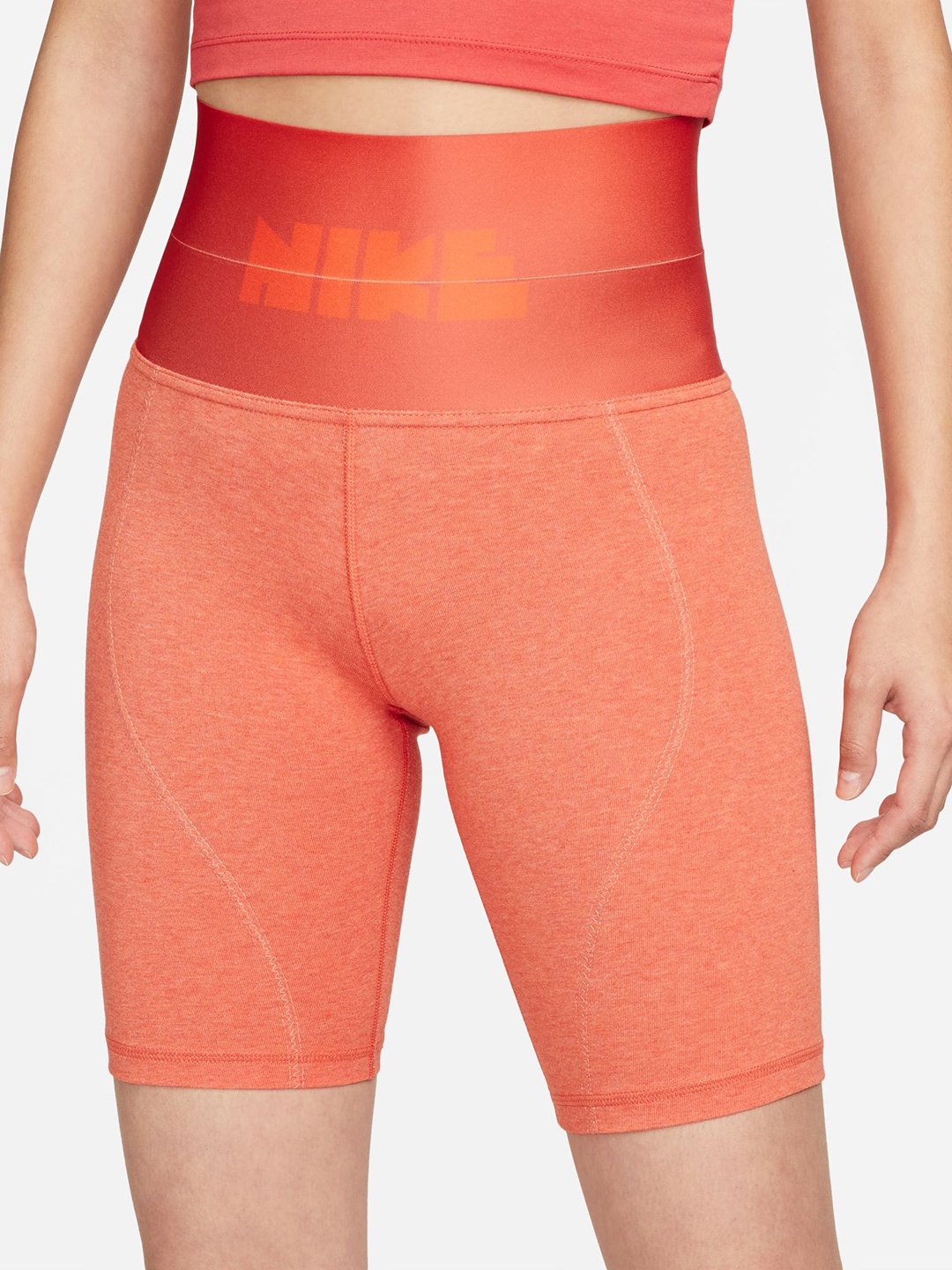 

Nike Women Orange Melange Solid Sportswear Circa 72 High-Rise Cycling/Bike Shorts