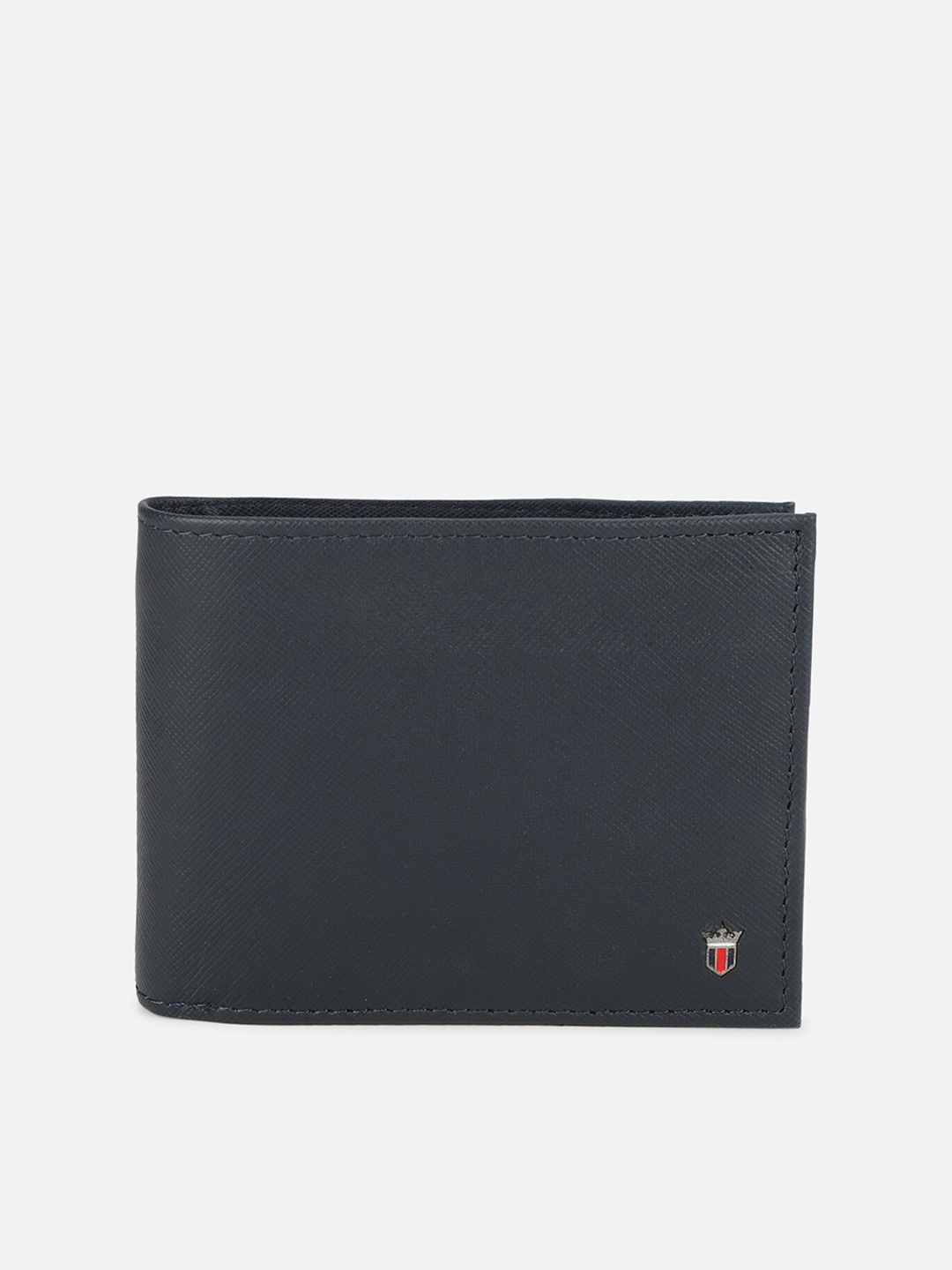

Louis Philippe Men Navy Blue Textured Leather Two Fold Wallet