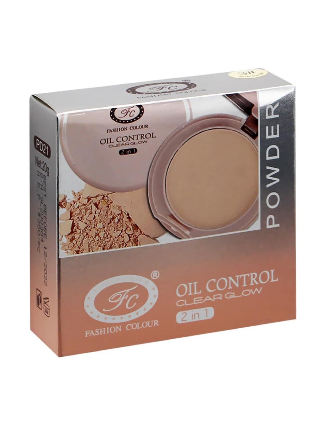 

Fashion Colour Waterproof 2-In-1 Oil Control Clear Glow Compact Face Powder 20g - Shade 03, Beige