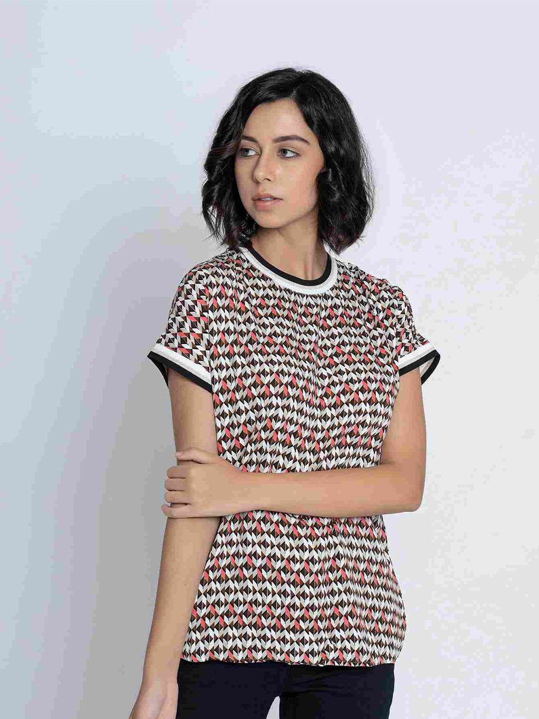 

B.Copenhagen Red & Black Geometric Print Top