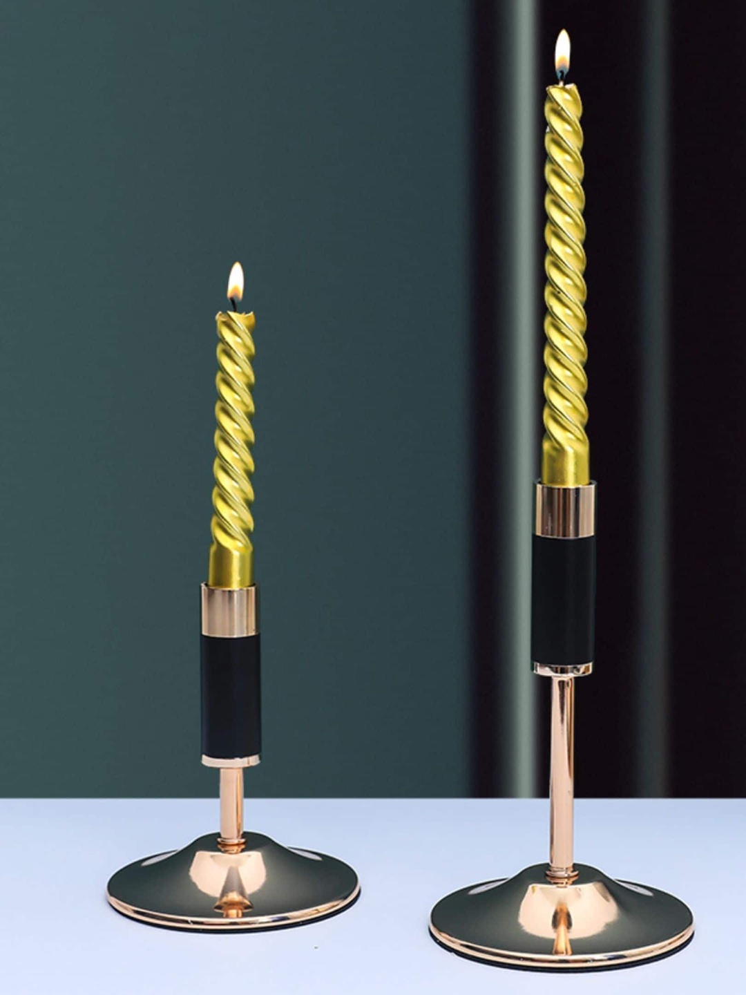 

Nestasia Set Of 2 Black & Gold Contemporary Candle Holder