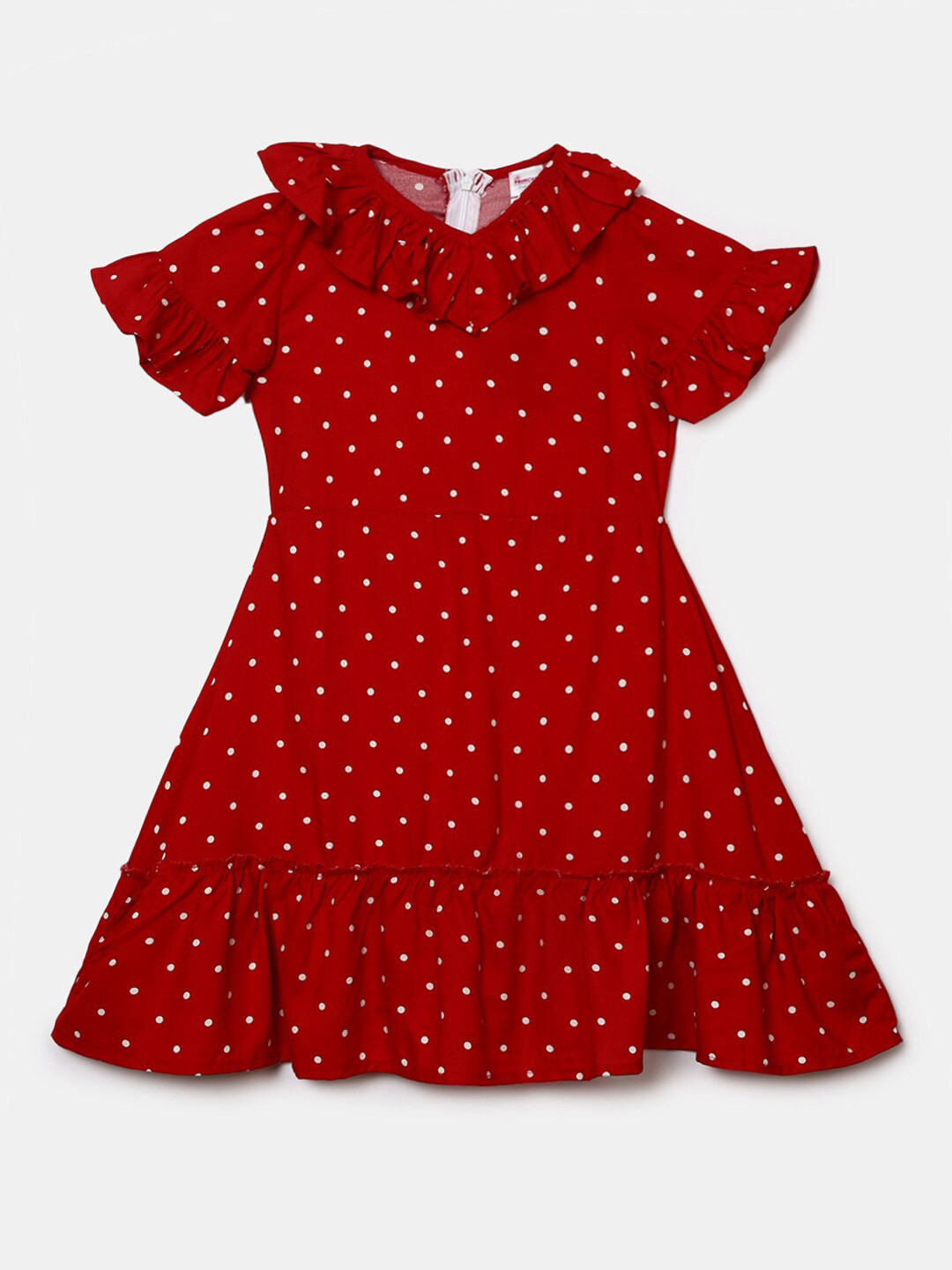 

V-Mart Girls Red V Neck Fit and Flare Dress