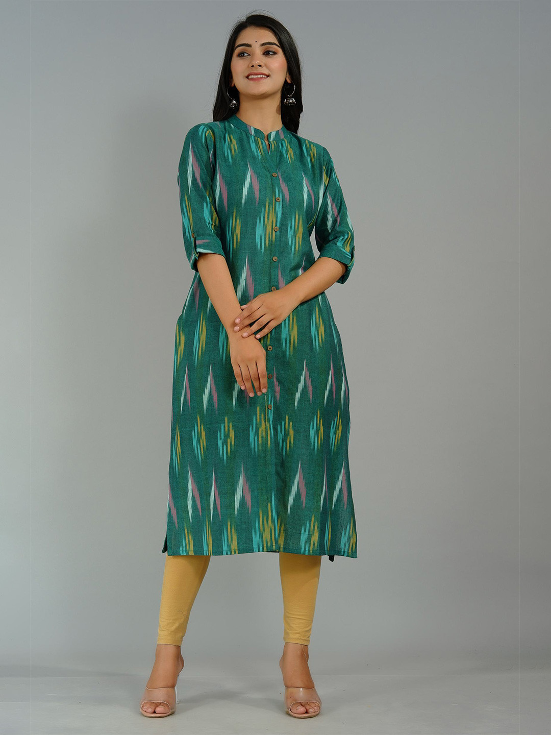 

Tetalee Green Geometric Printed Kurta