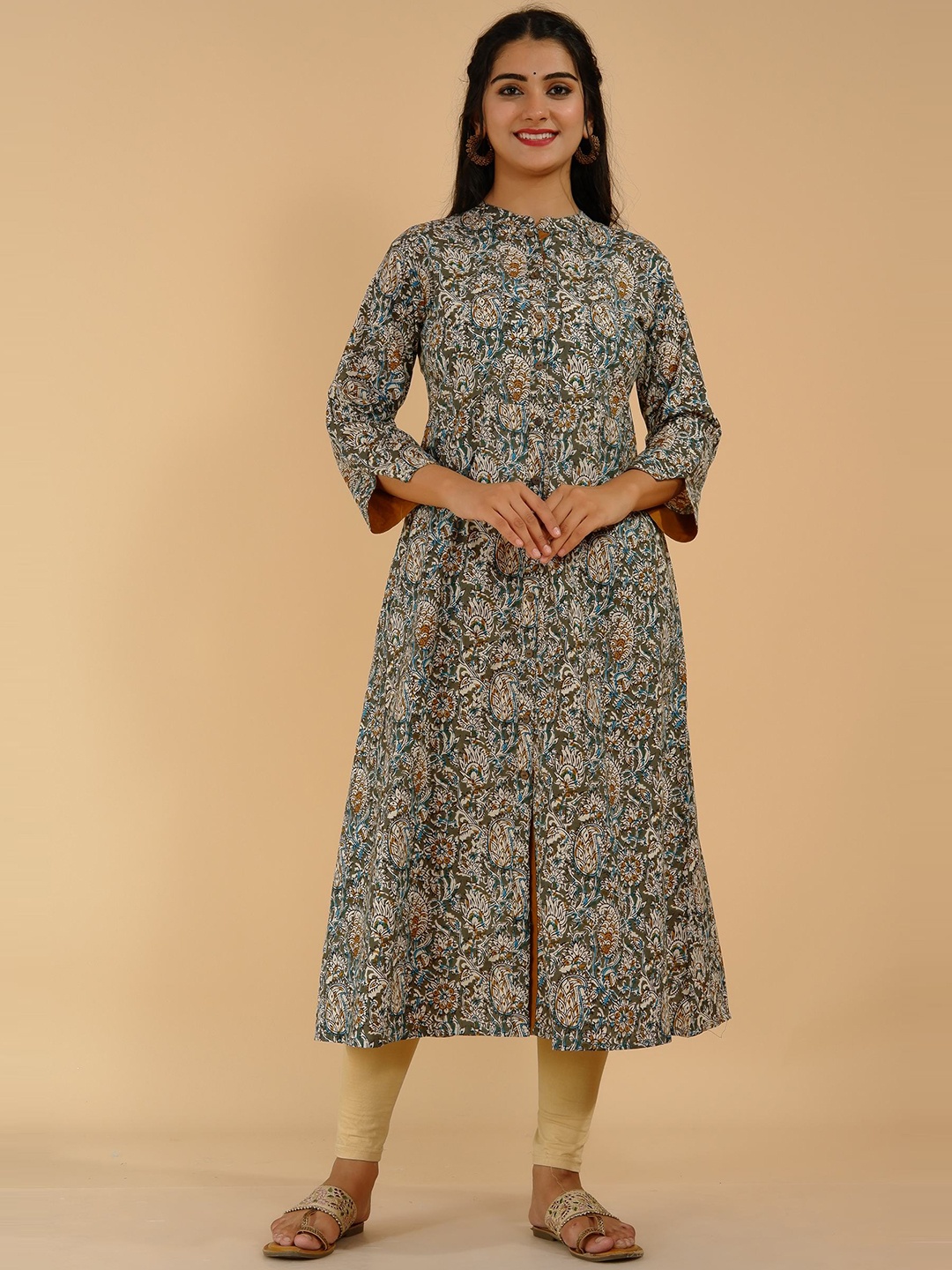

Tetalee Women Green & Beige Ethnic Motifs Printed Kurta