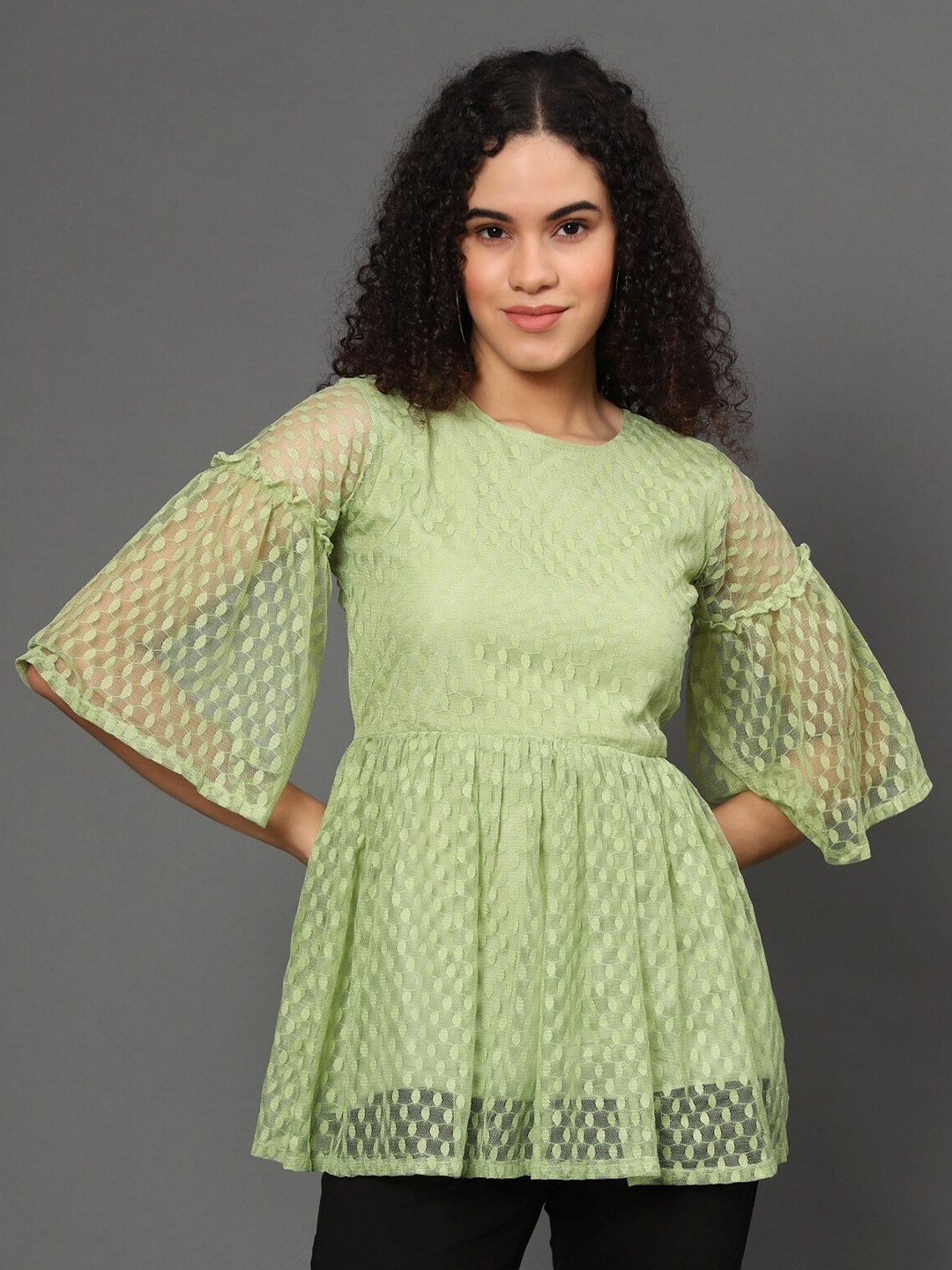 

WESTHOOD Women Green Net Empire Top