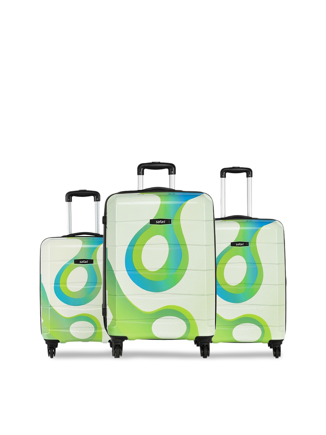 

Safari Tiffany Set of 3 Printed Poly Carbonate Hard Trolley Bag, White