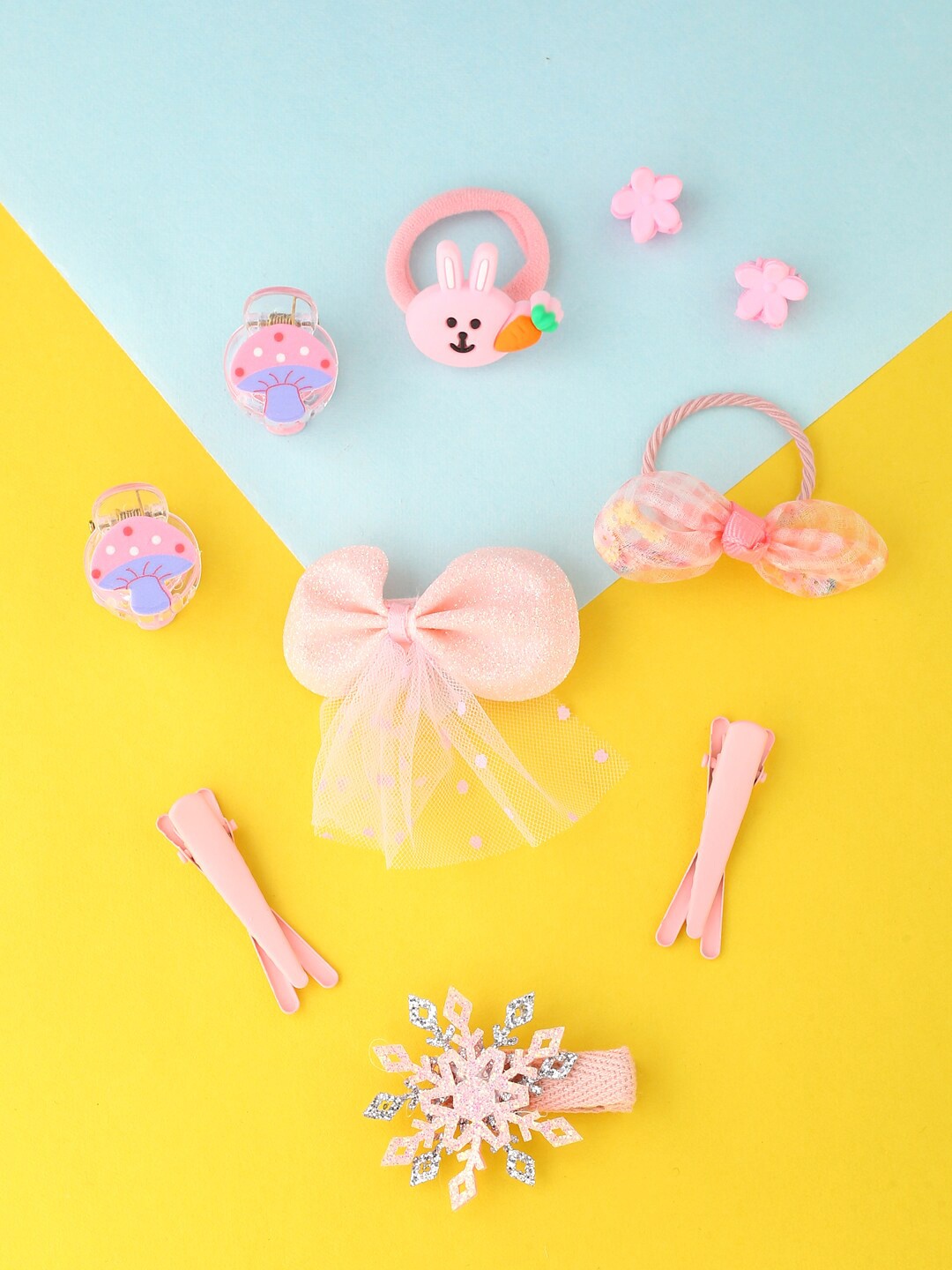 

Yellow Chimes Girls Set Of 10 Pink & Lavender Hair Accessory