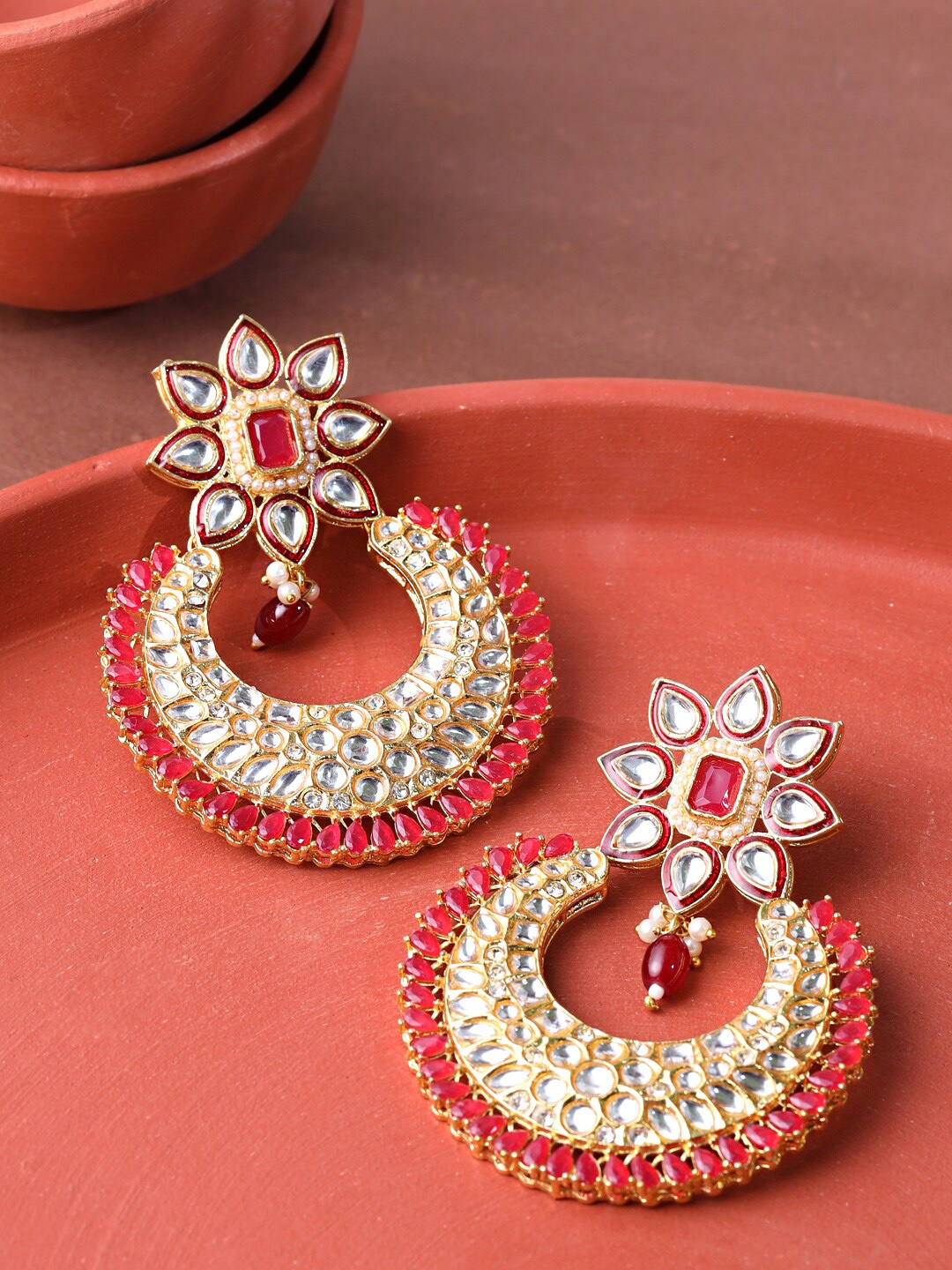 

Yellow Chimes Red Contemporary Chandbalis Earrings