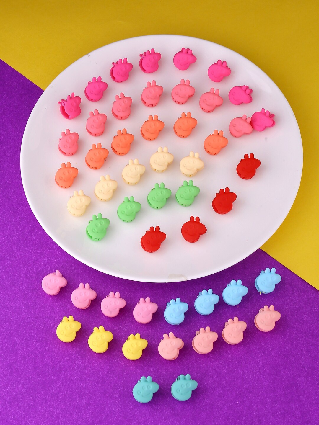 

Yellow Chimes Women Set of 50 Multicolor Cute Hair Claw Clips, Multi
