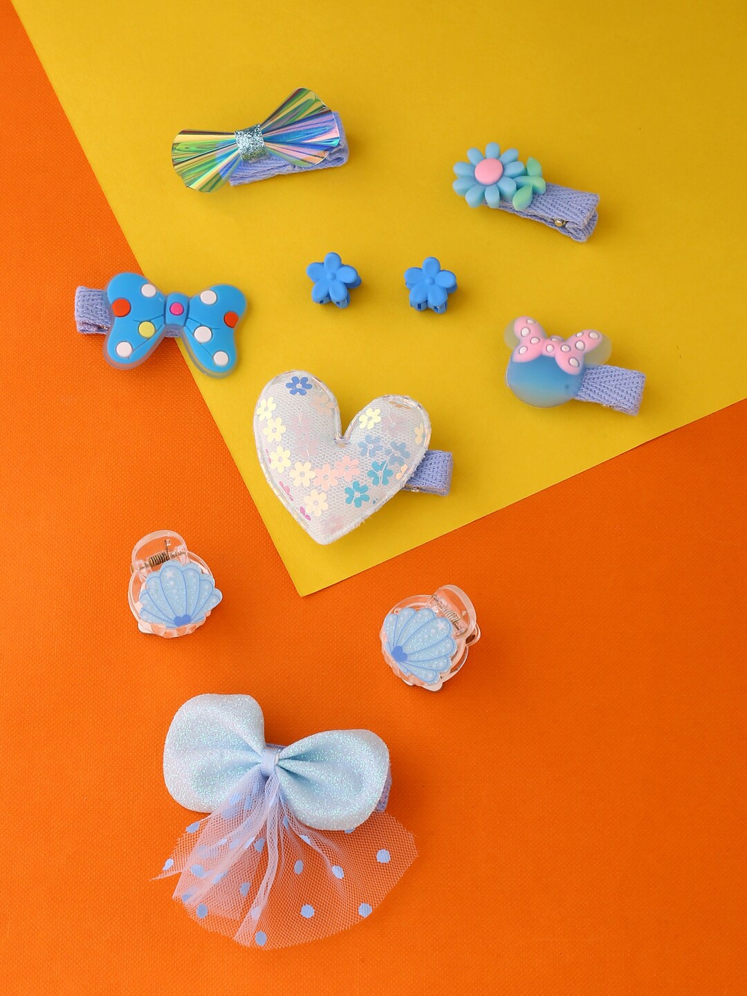 

Yellow Chimes Girls Set of 10 Blue & Pink Alligator Hair Clip Hair Accessory