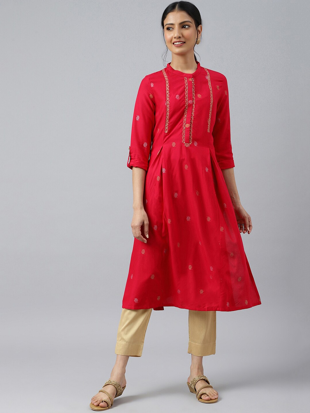 

W Women Red Ethnic Motifs Printed Kurta