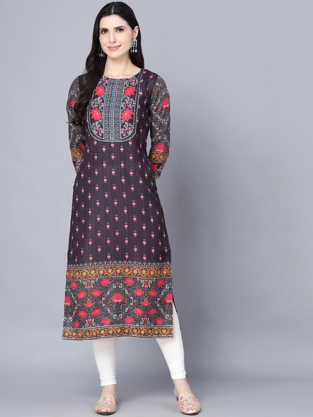 

Myshka Women Navy Blue & Pink Ethnic Motifs Printed Kurta