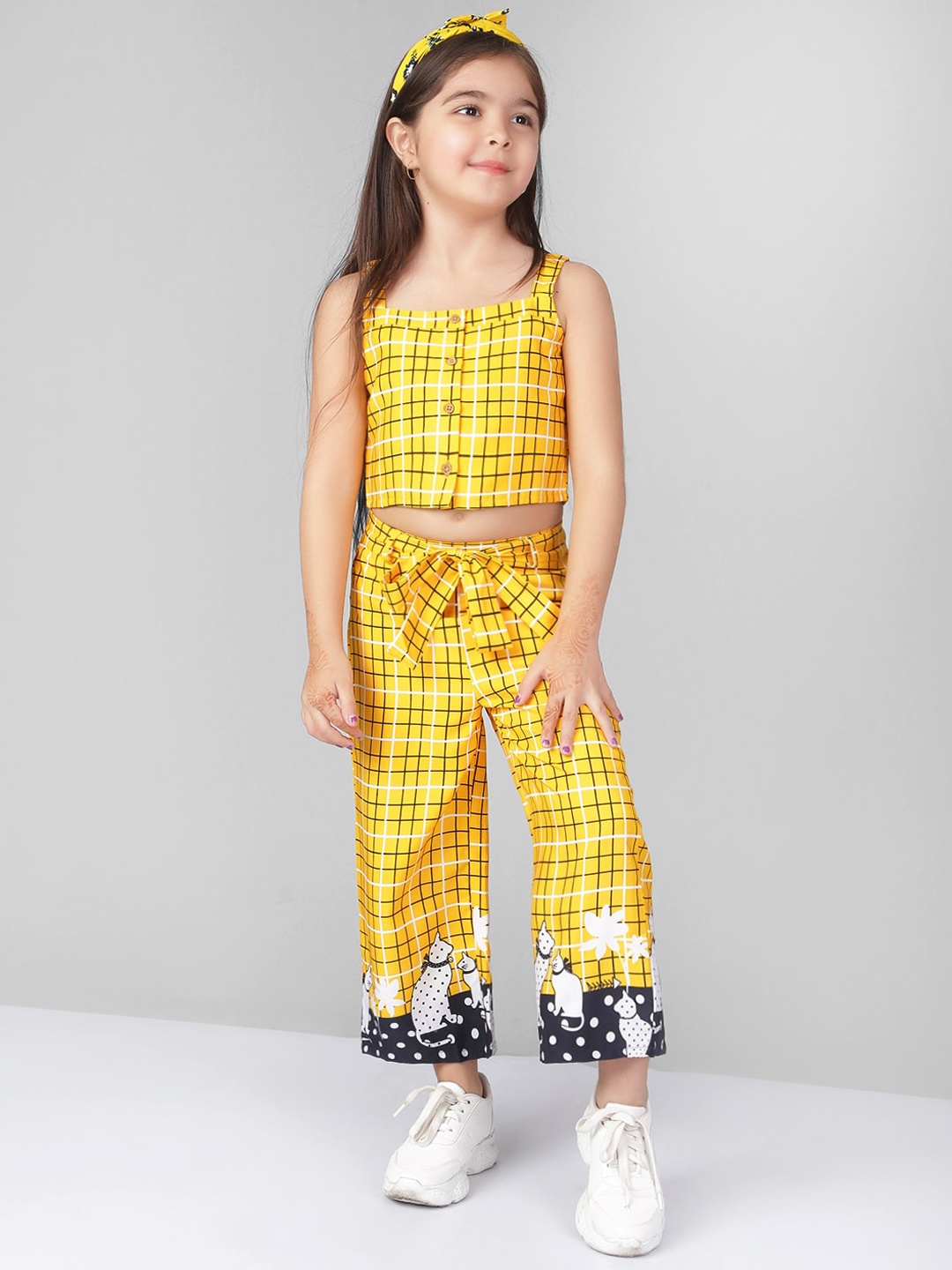 

Naughty Ninos Girls Yellow & Black Checked Top With Palazzos