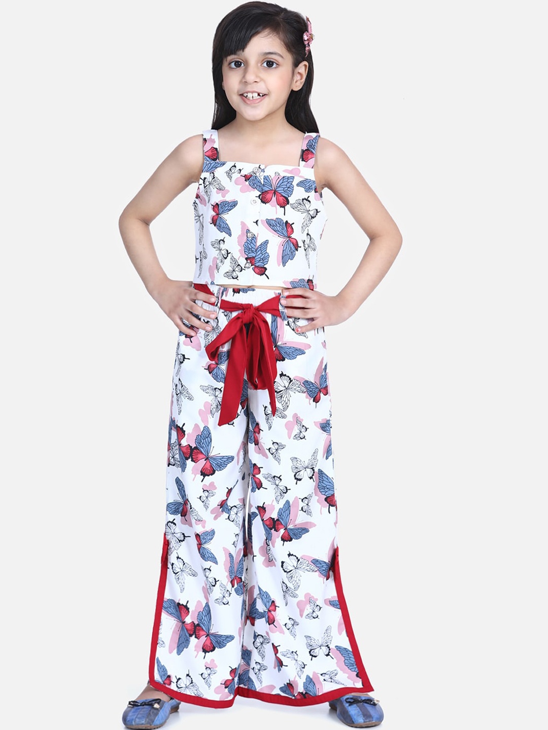 

Naughty Ninos Girls White & Red Printed Top with Trousers