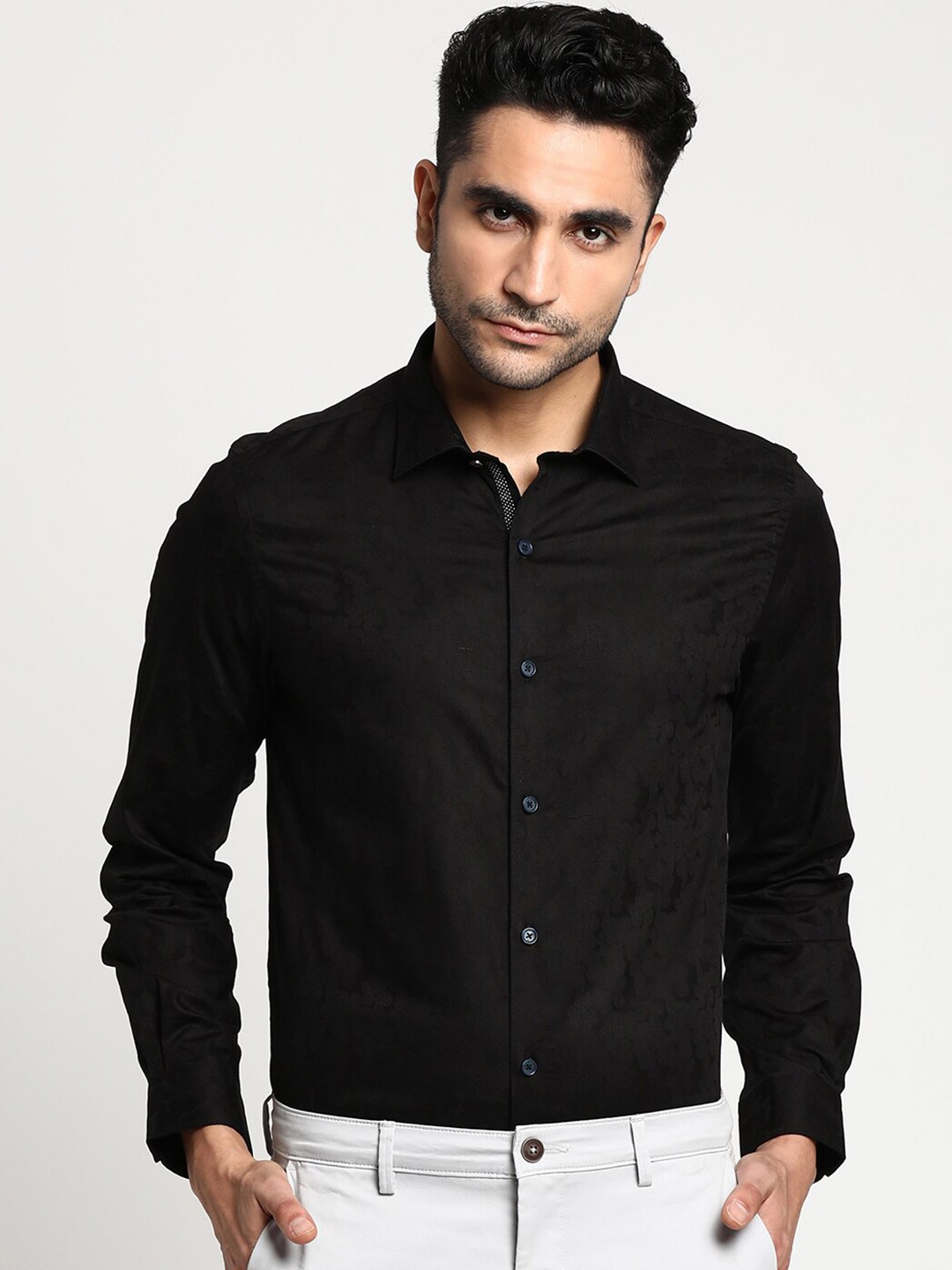 

Turtle Men Black Slim Fit Formal Shirt