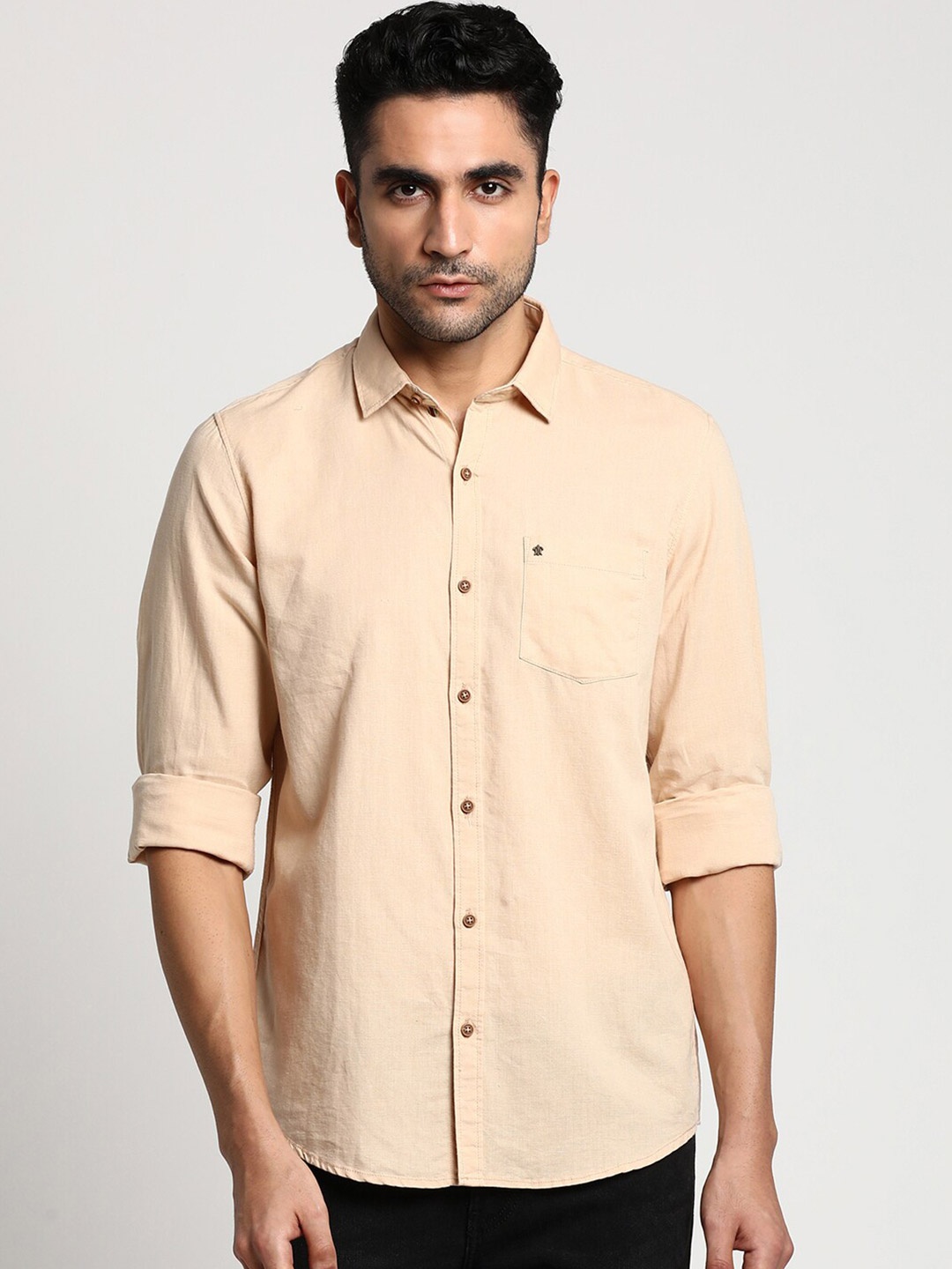

Turtle Men Beige Slim Fit Formal Shirt