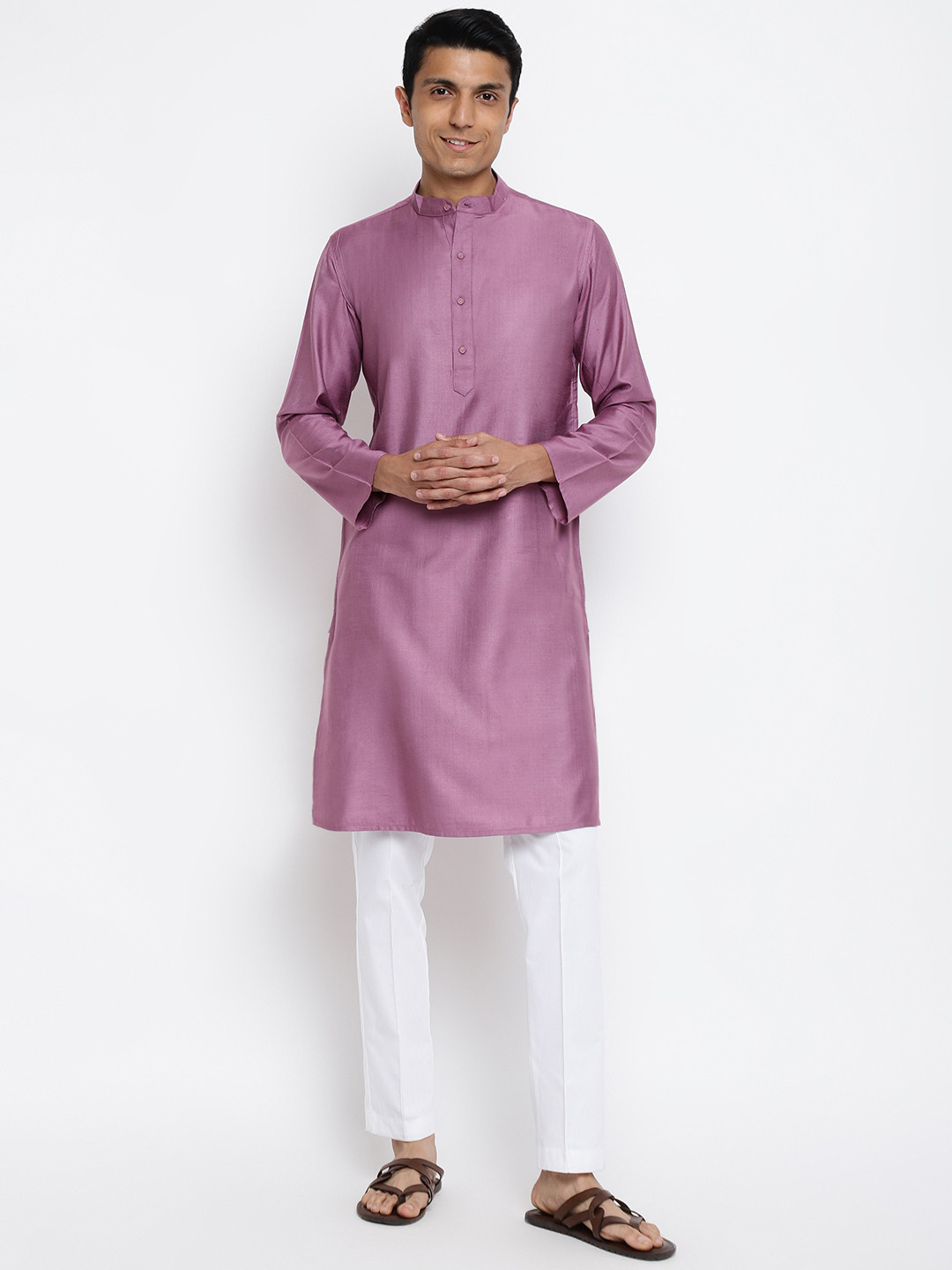 

Fabindia Men Mauve Solid Slim Fit Kurta