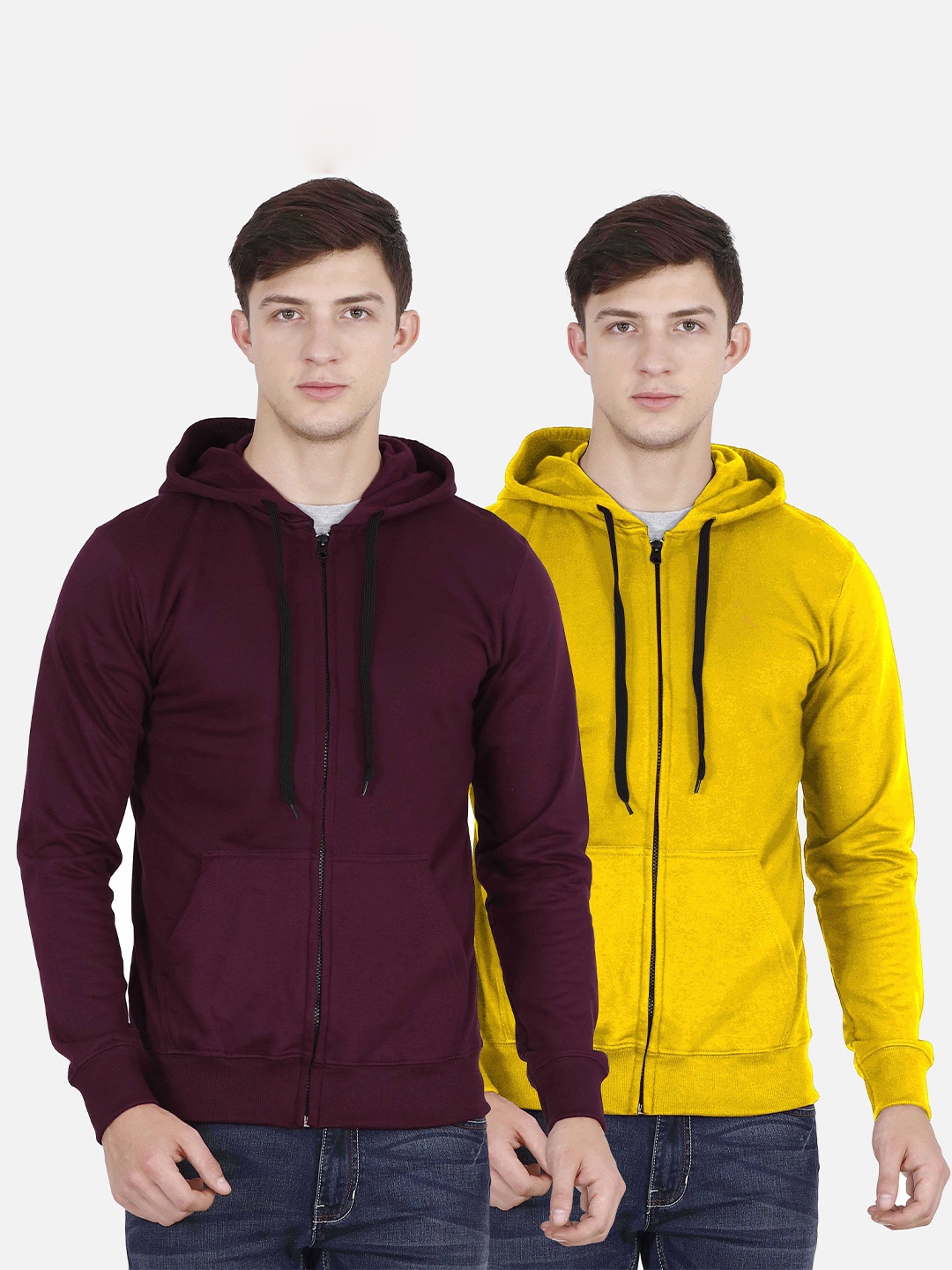 

Set of 2 Fleximaa Men Yellow Hooded Sweatshirt