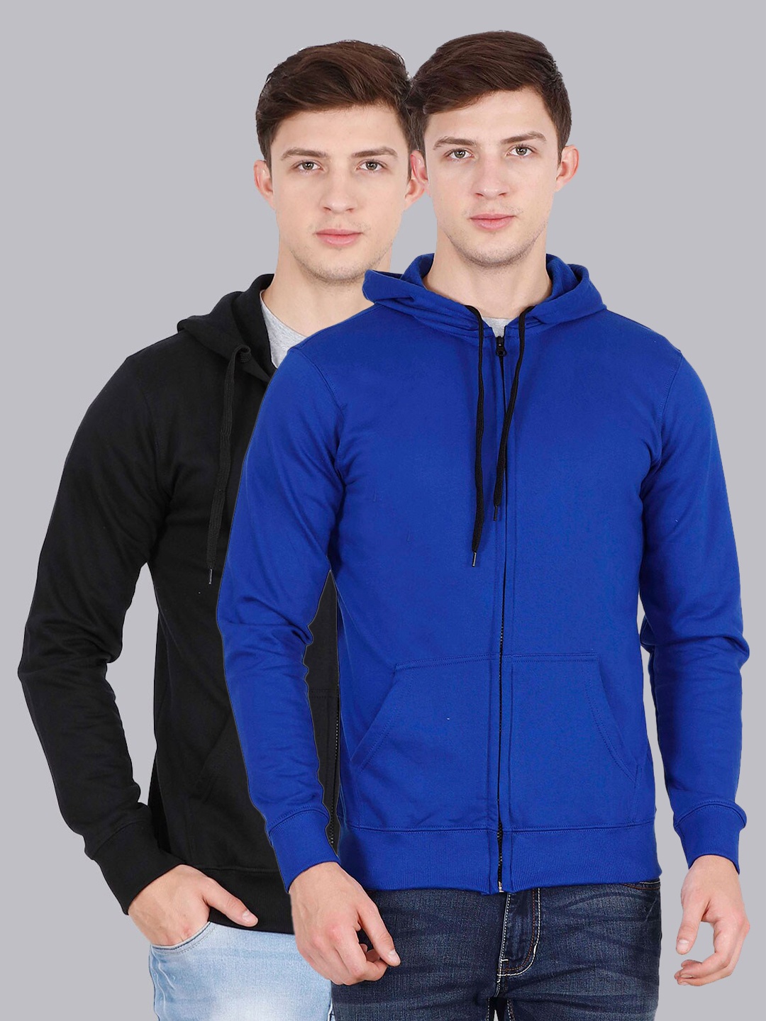 

Fleximaa Men Pack of 2 Blue Hooded Sweatshirts