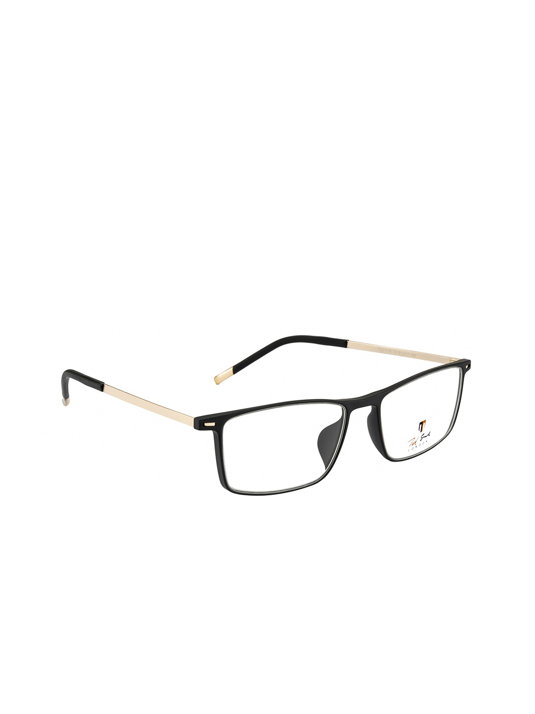 

Ted Smith Unisex Black & Gold-Toned Full Rim Wayfarer Frames Eyeglasses