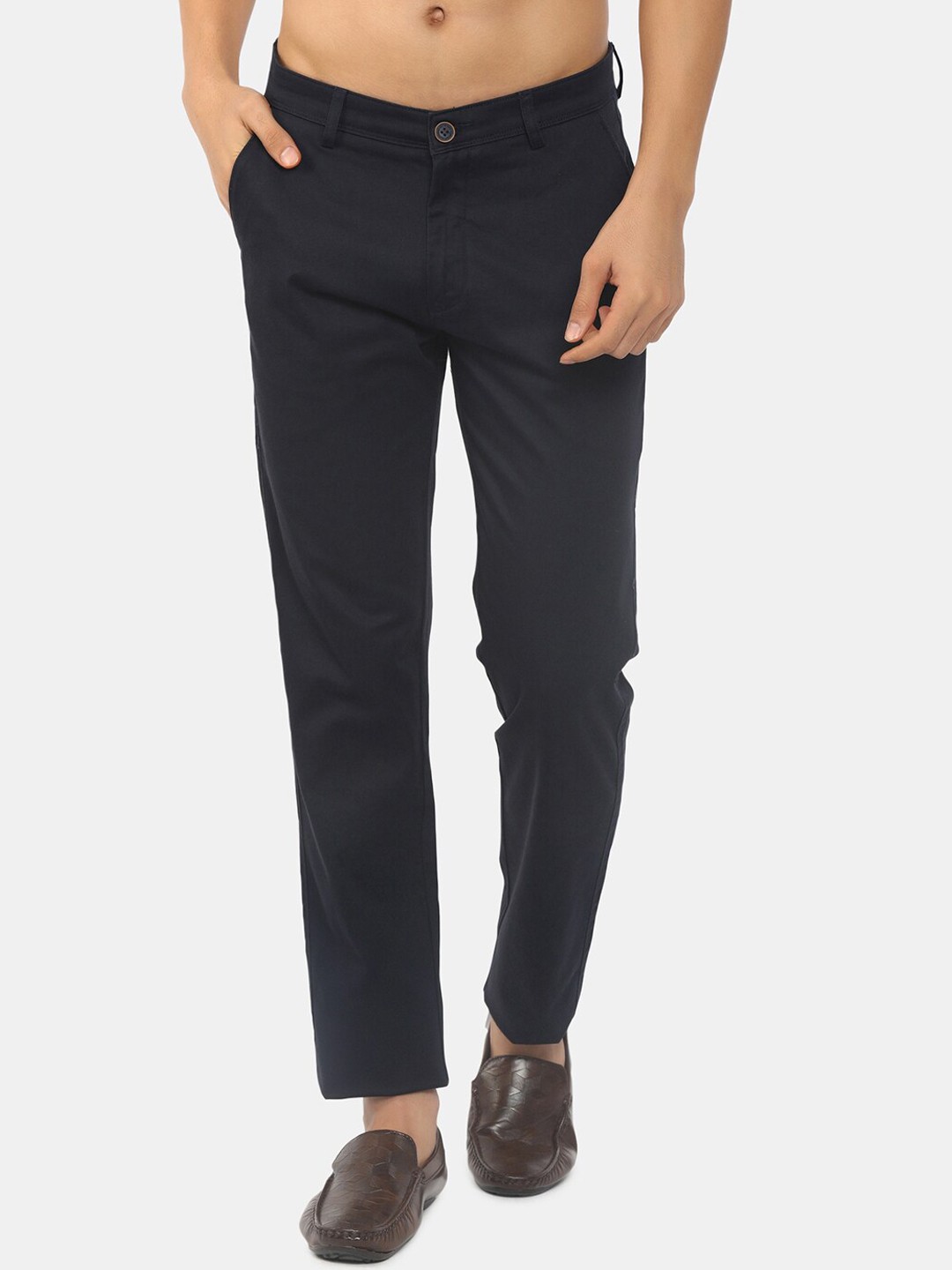 

V-Mart Men Navy Blue Classic Slim Fit Chinos Trousers