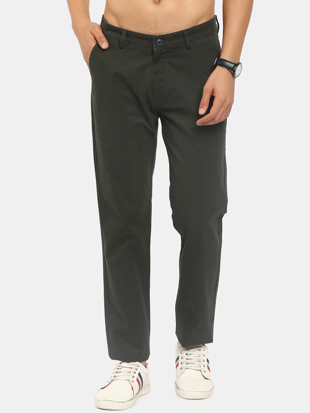 

V-Mart Men Olive Green Classic Slim Fit Trousers