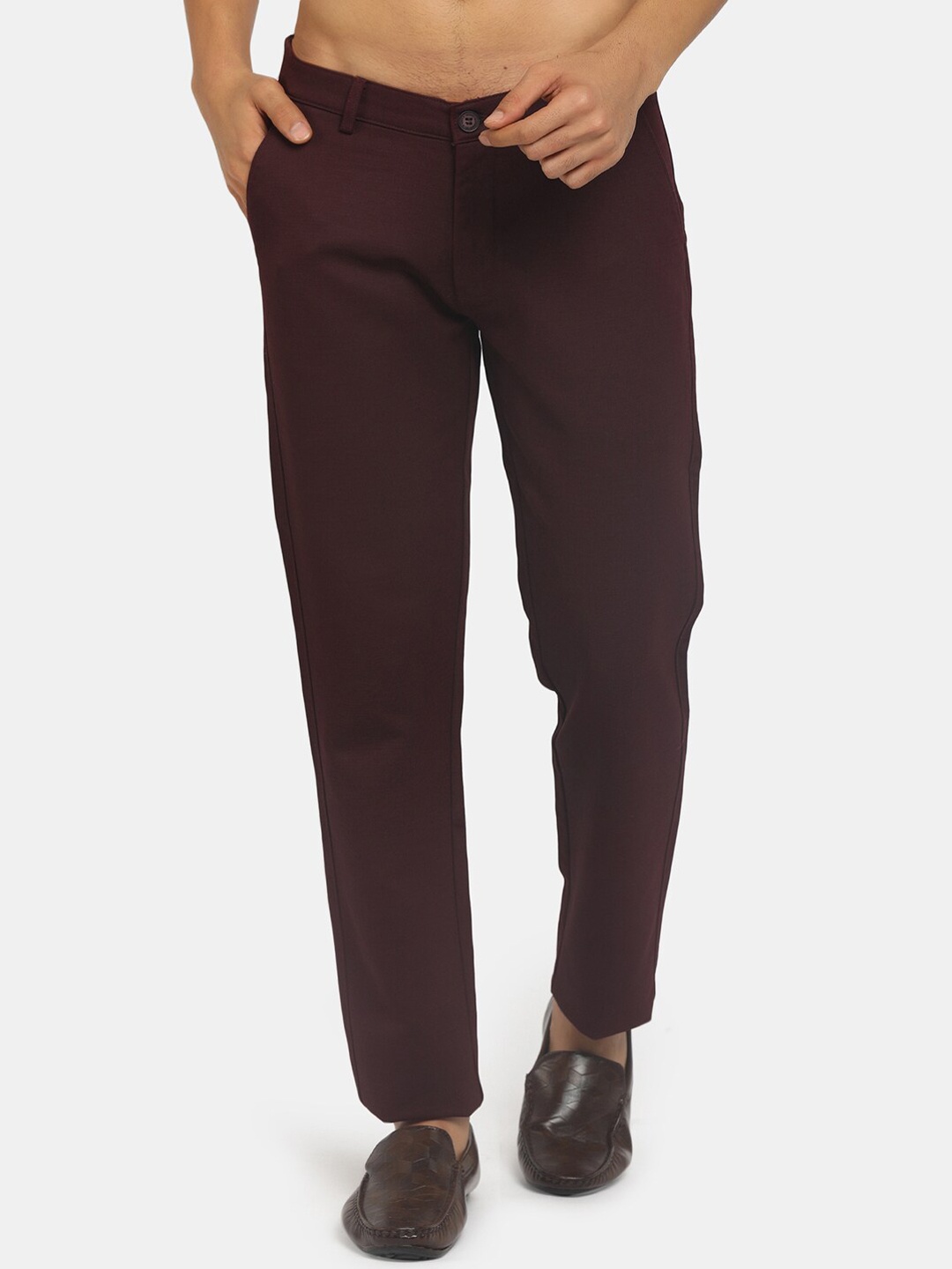

V-Mart Men Maroon Classic Slim Fit Chinos Trousers