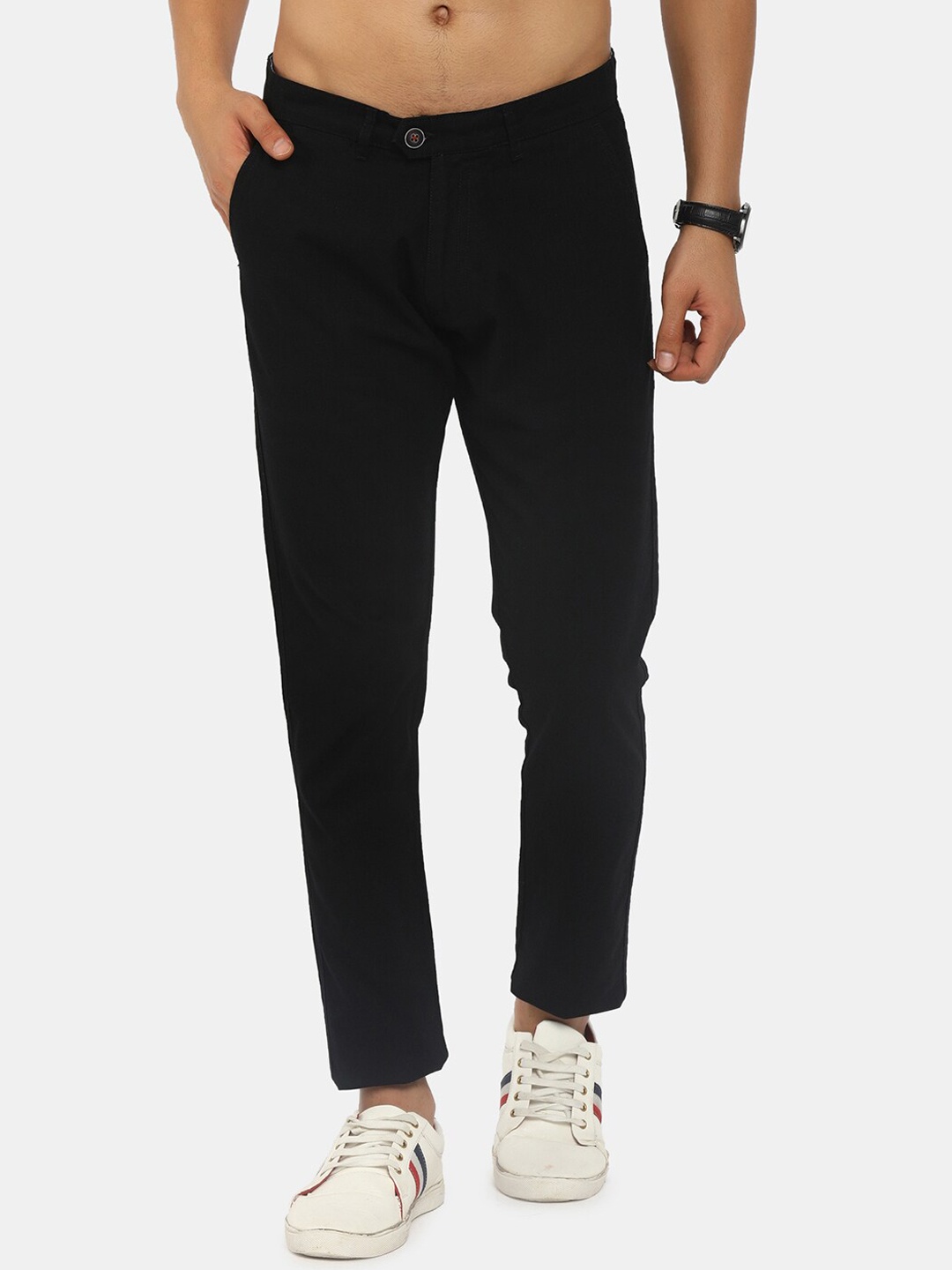 

V-Mart Men Black Solid Classic Slim Fit Trousers