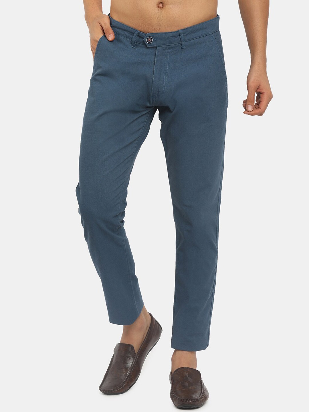 

V-Mart Men Blue Classic Slim Fit Chinos Trousers