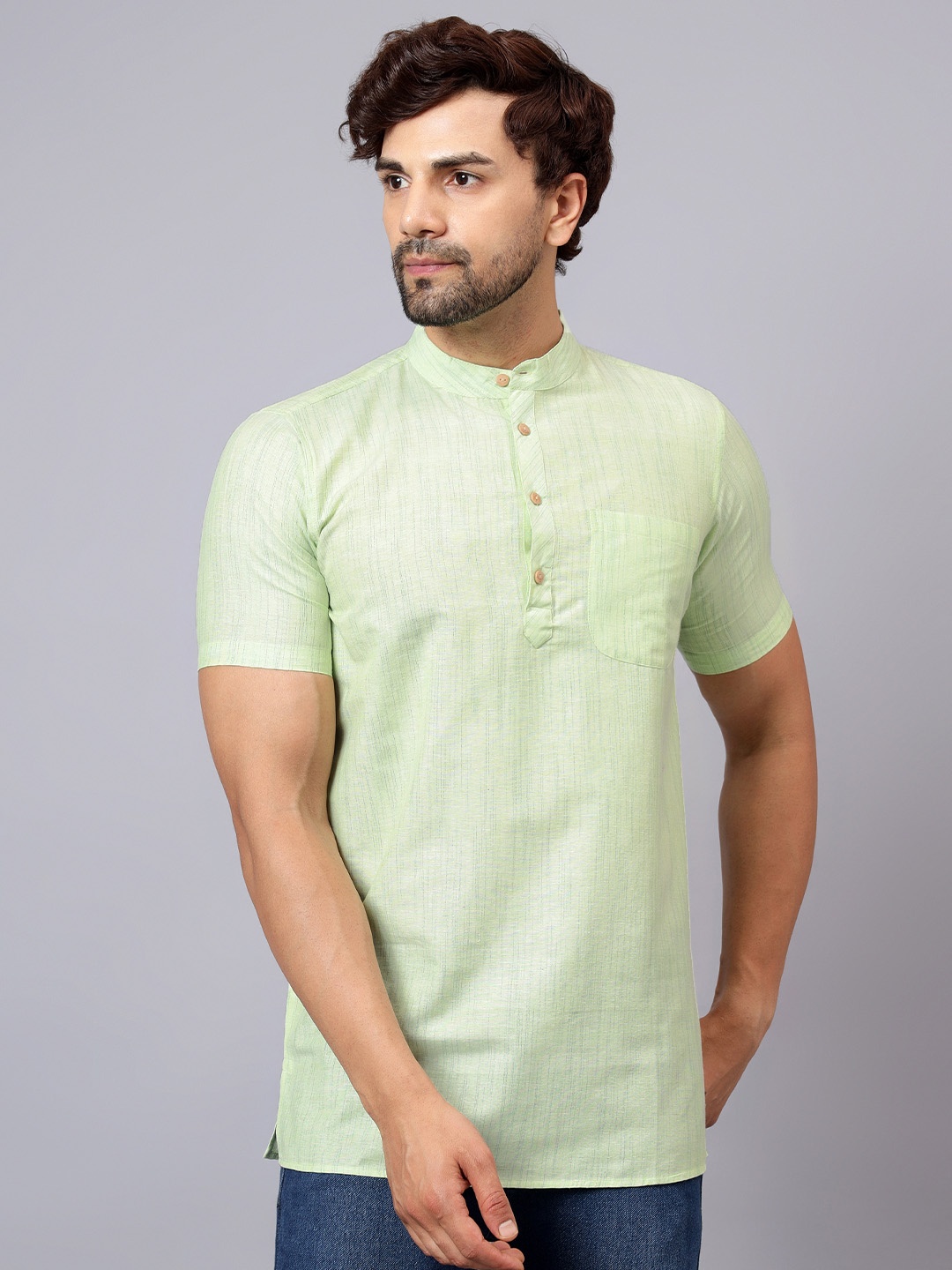 

Latest Chikan Garments Men Green Patchwork White Romance Kurta