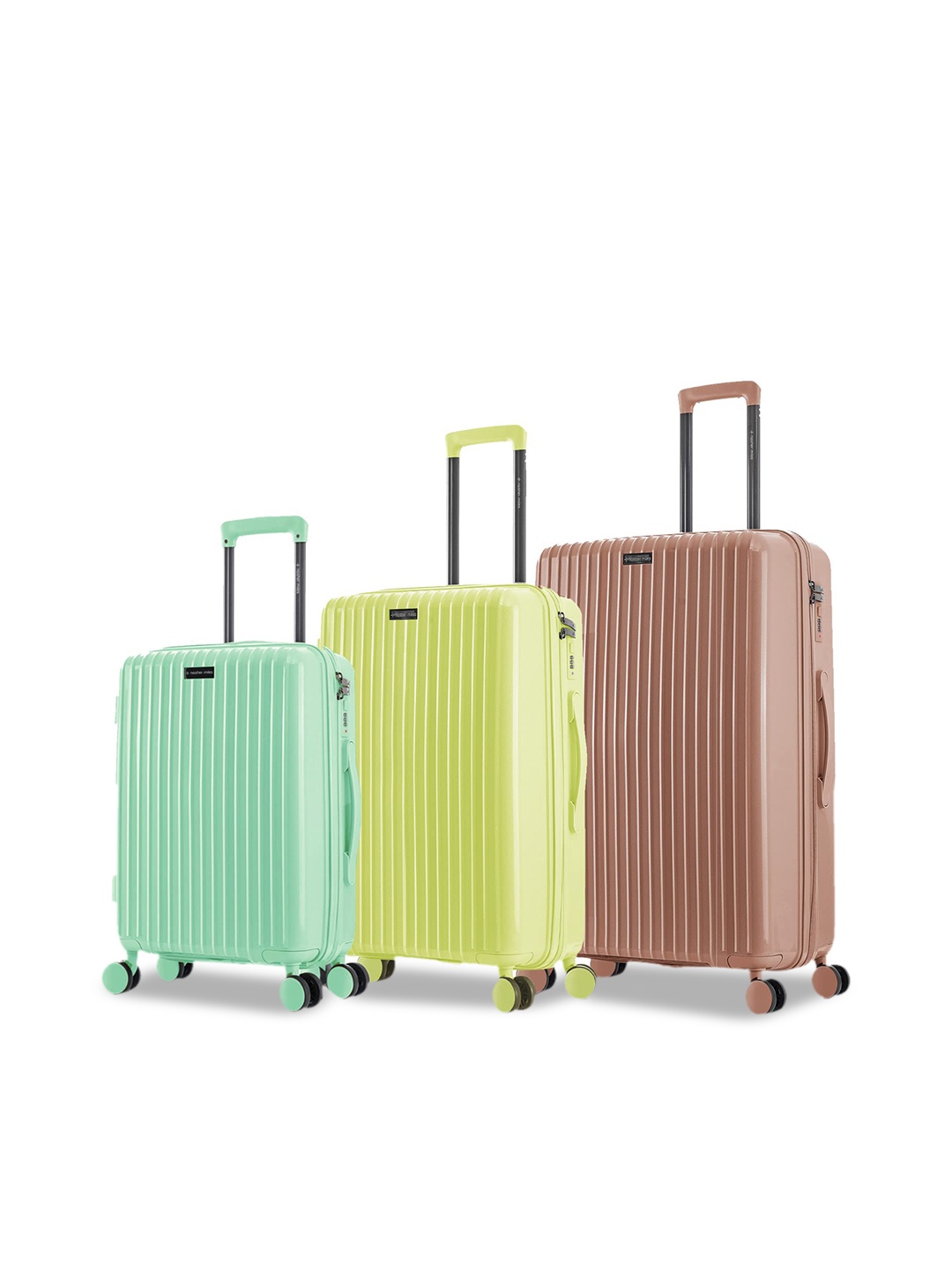 

Nasher Miles Set of 3 Solid Hard-sided Trolley Bag, Green