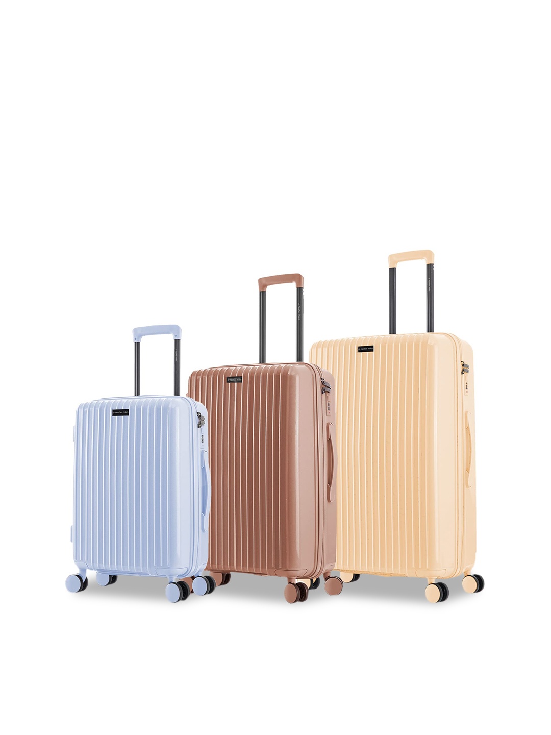 

Nasher Miles Set Of 3 Auroville Textured Hard-Sided Trolley Suitcases, Peach
