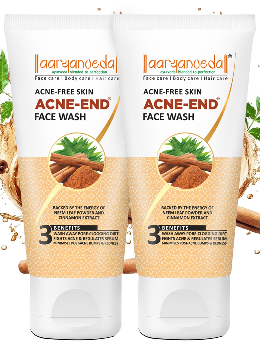 

Aryanveda Set of 2 Advance+ Pimple Reducer Acnend Face Wash with Neem Extract - 60 ml Each, Green