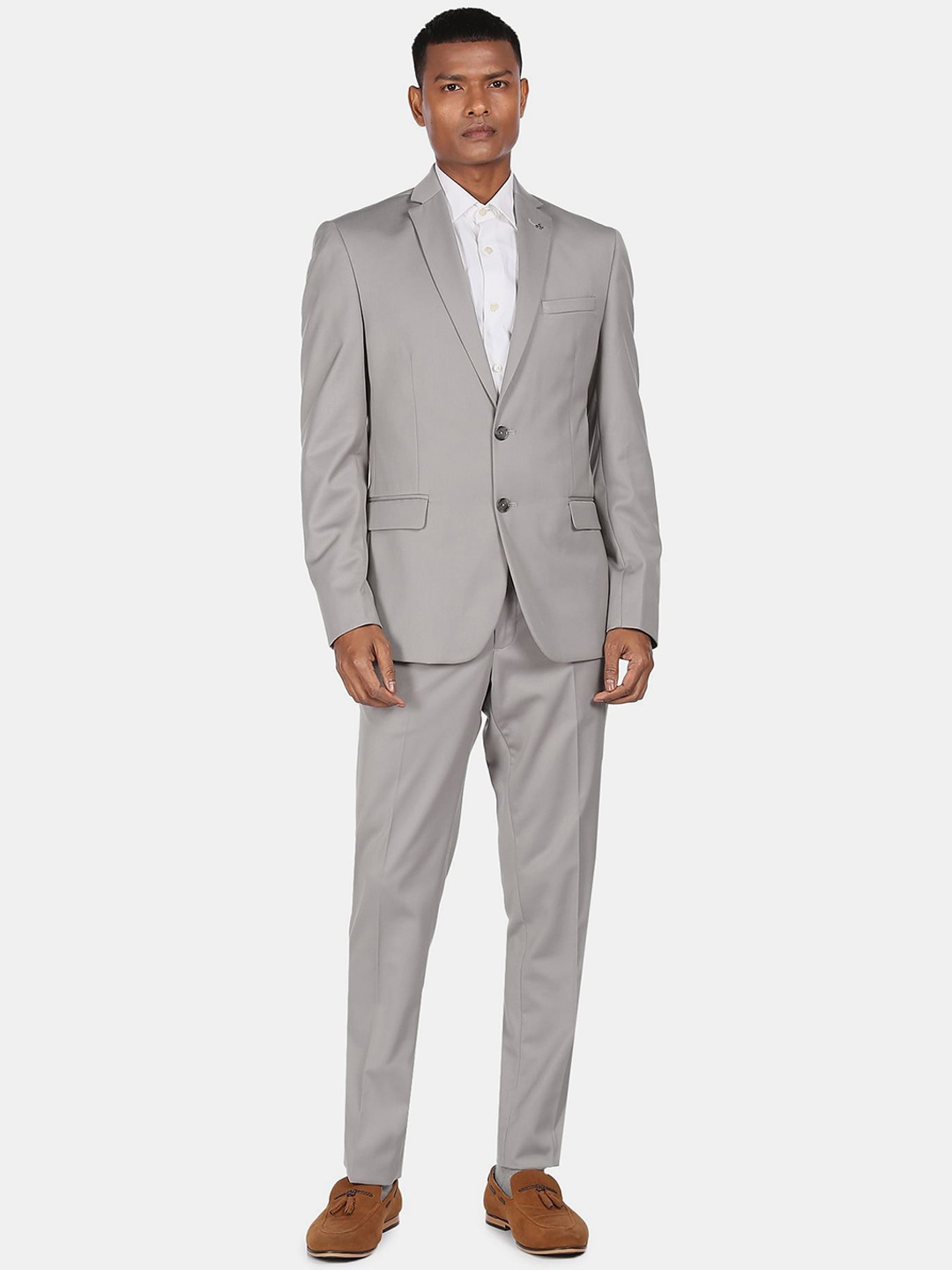 

Arrow Men Light Grey Solid Regular-Fit Single-Breasted 2-Piece Formal Suit