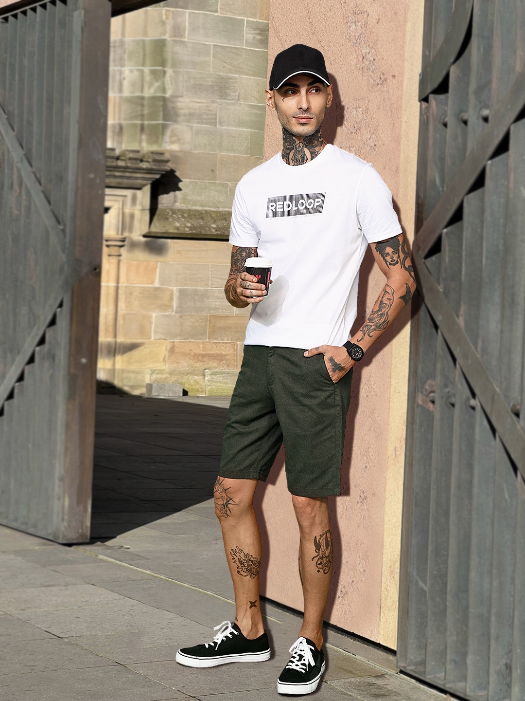 

Allen Solly Men Olive Green Slim Fit Chino Shorts