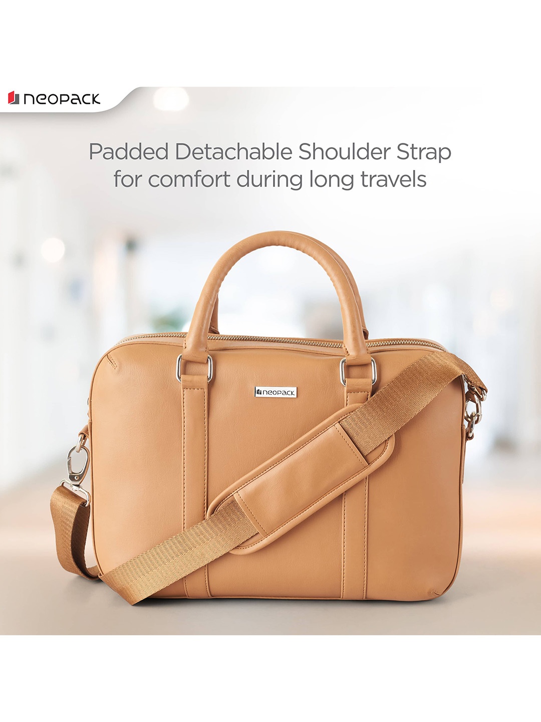 

NEOPACK Men Tan PU Laptop Bag