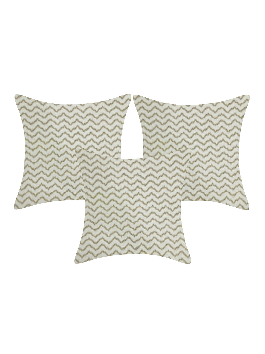 

INDHOME LIFE White & Green Set of 3 Geometric Square Cushion Covers