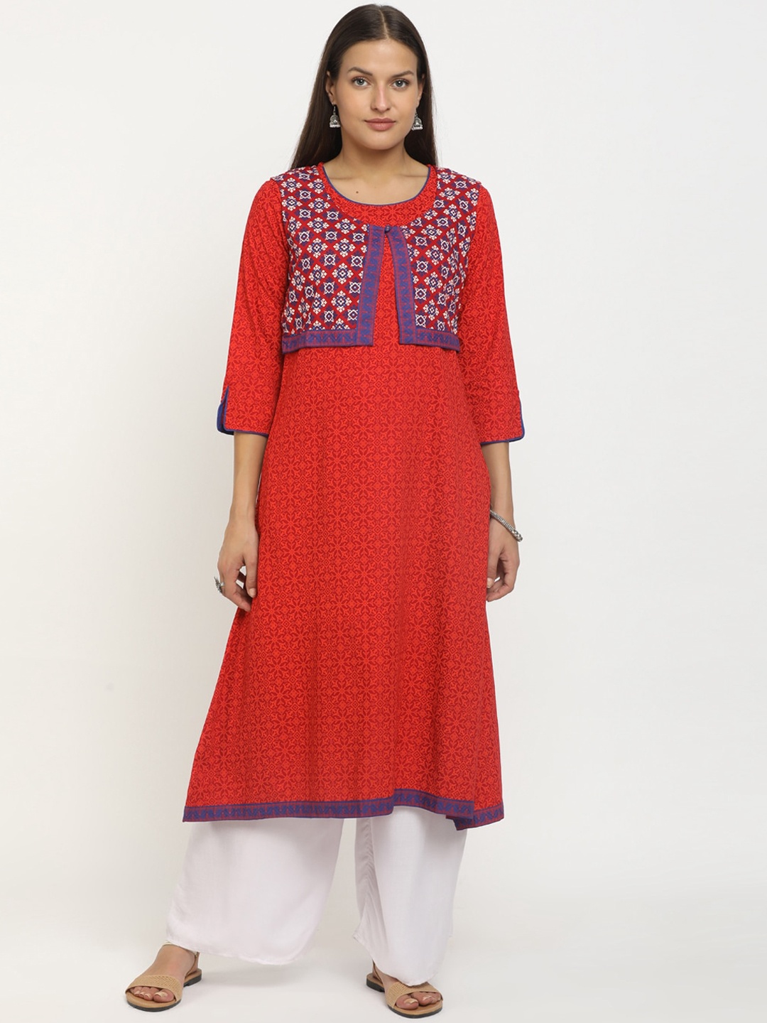 

Karigari Women Red Thread Work Kurta