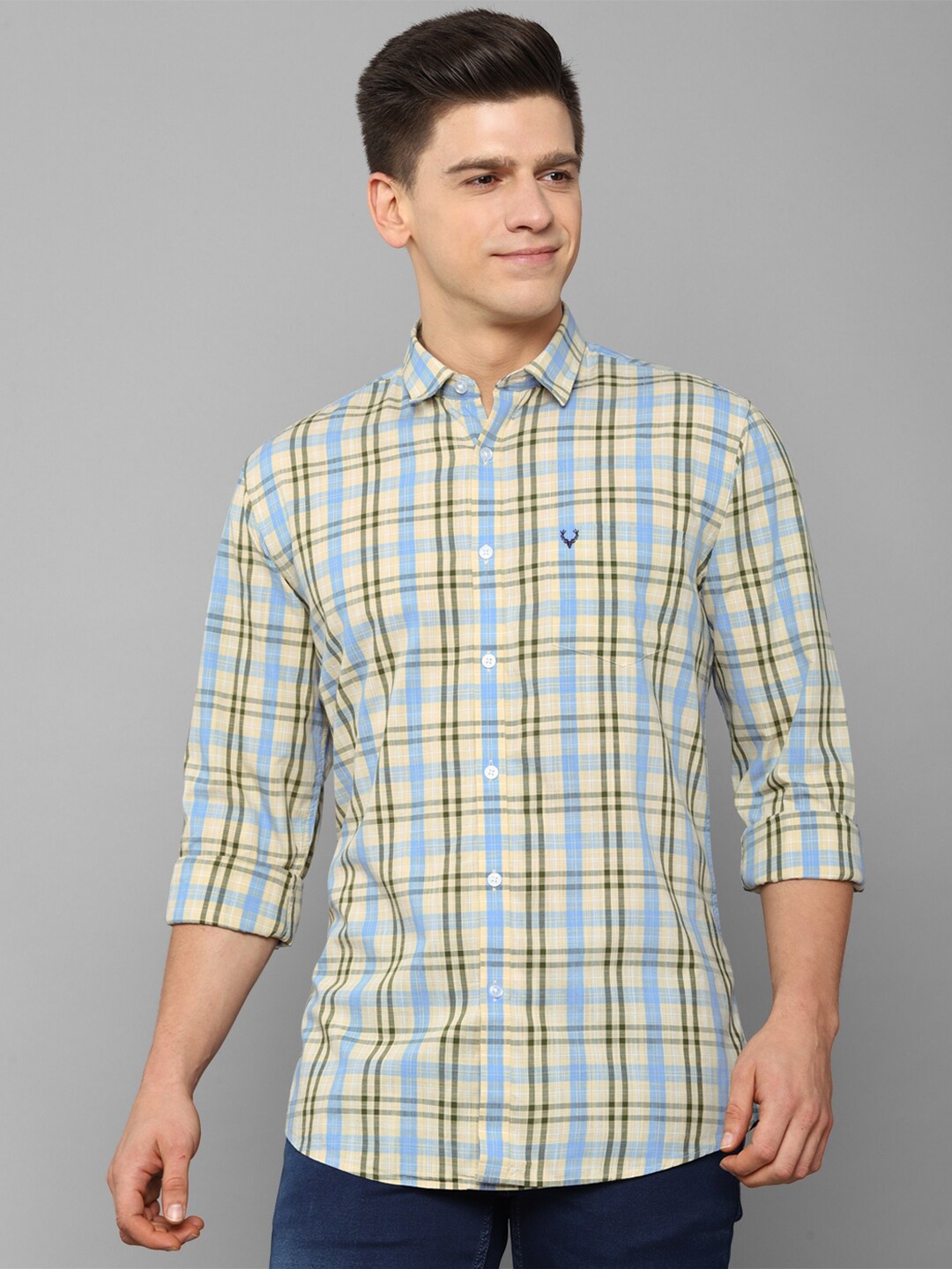 

Allen Solly Men Yellow Slim Fit Tartan Checks Checked Casual Shirt