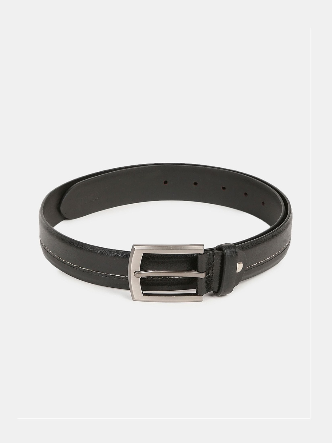 

AD By Arvind Men Black Metallic Buckle Centre Stitch Belt