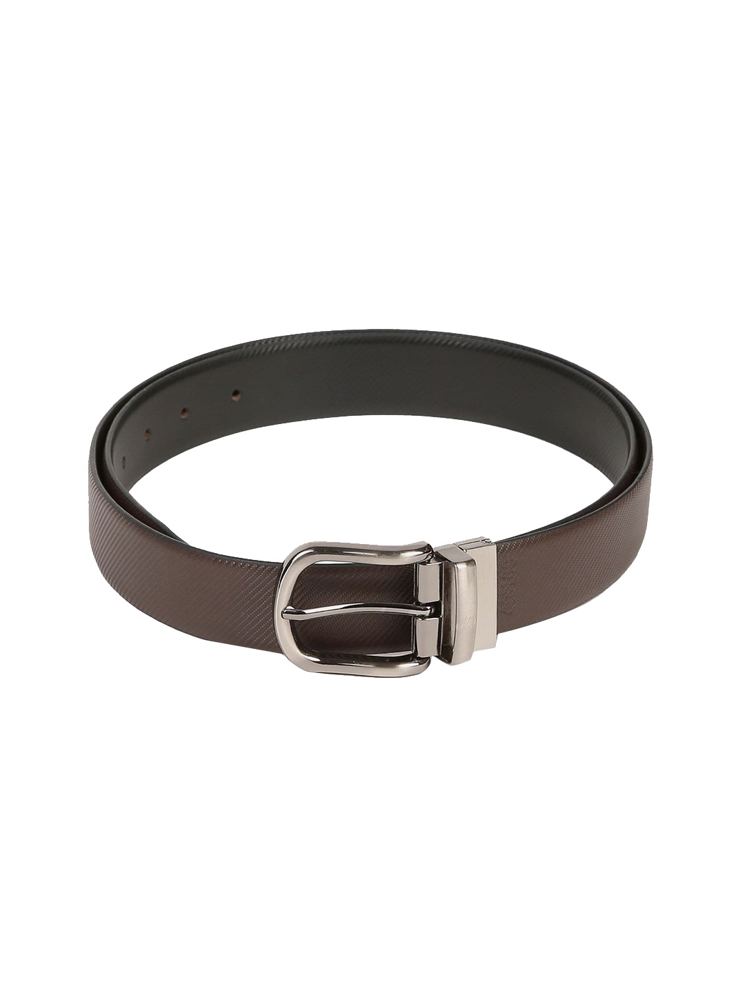 

AD By Arvind Men Black Metallic Buckle Reversible Textured Belt