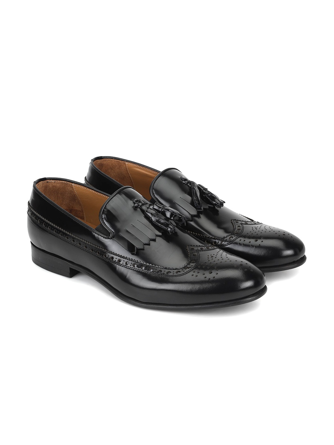 

MOLYER Men Black Perforations Leather Brogues