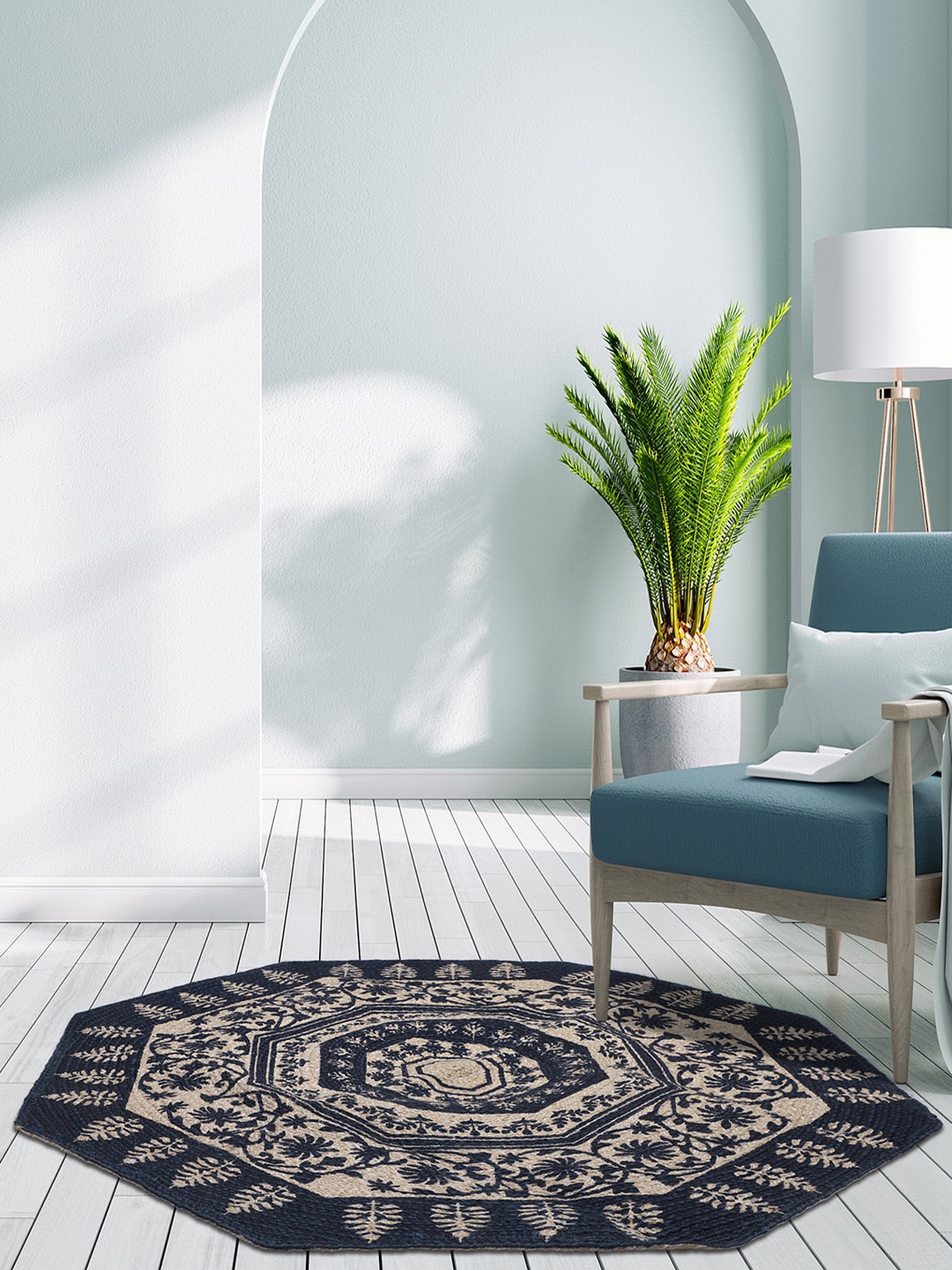 

Pano Navy Blue Majestic Pure Cotton Durable Natural Octagonal Fiber Rug
