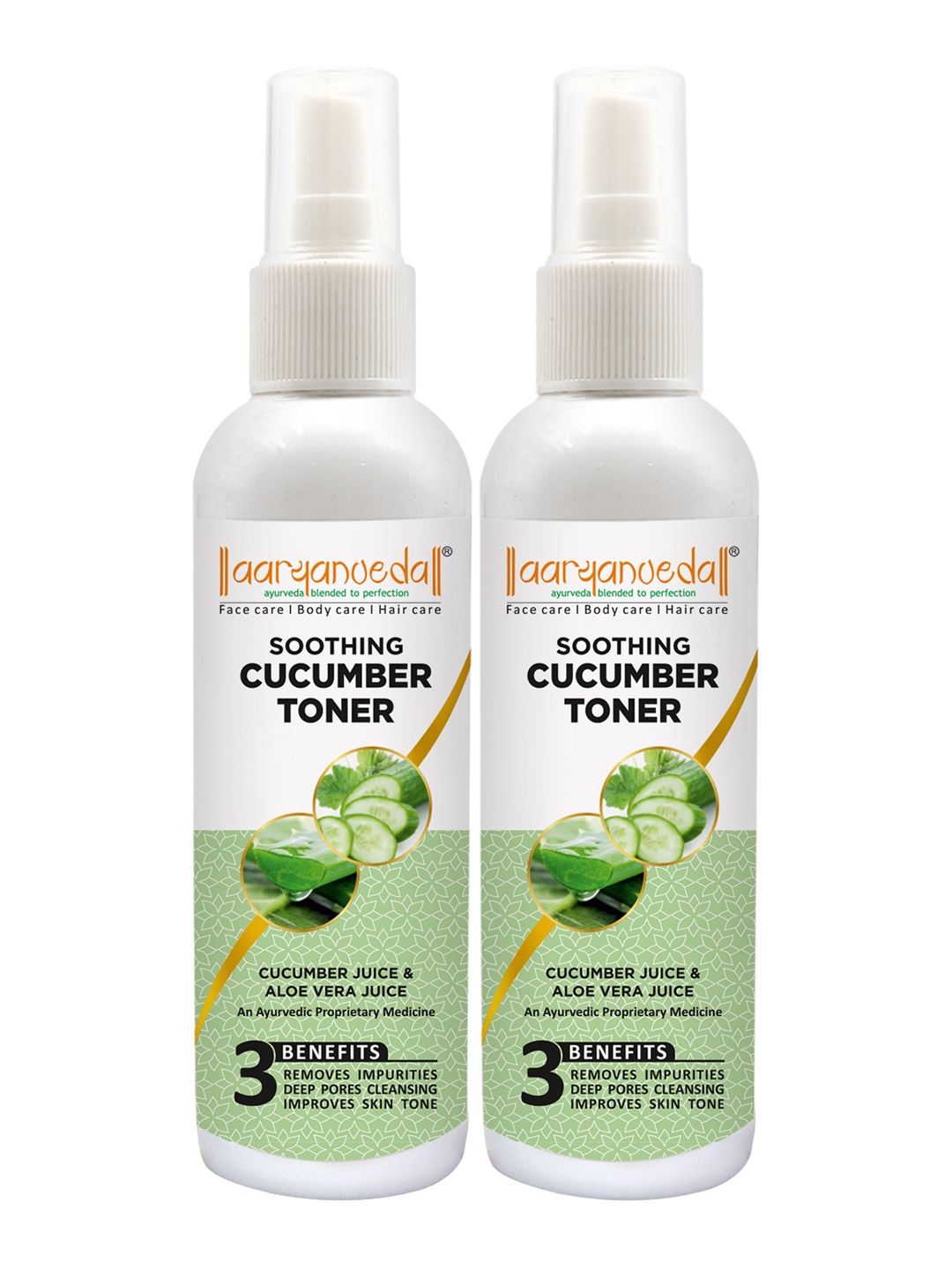 

Aryanveda Set Of 2 Cucumber Face Toner 100 ml Each, Multi